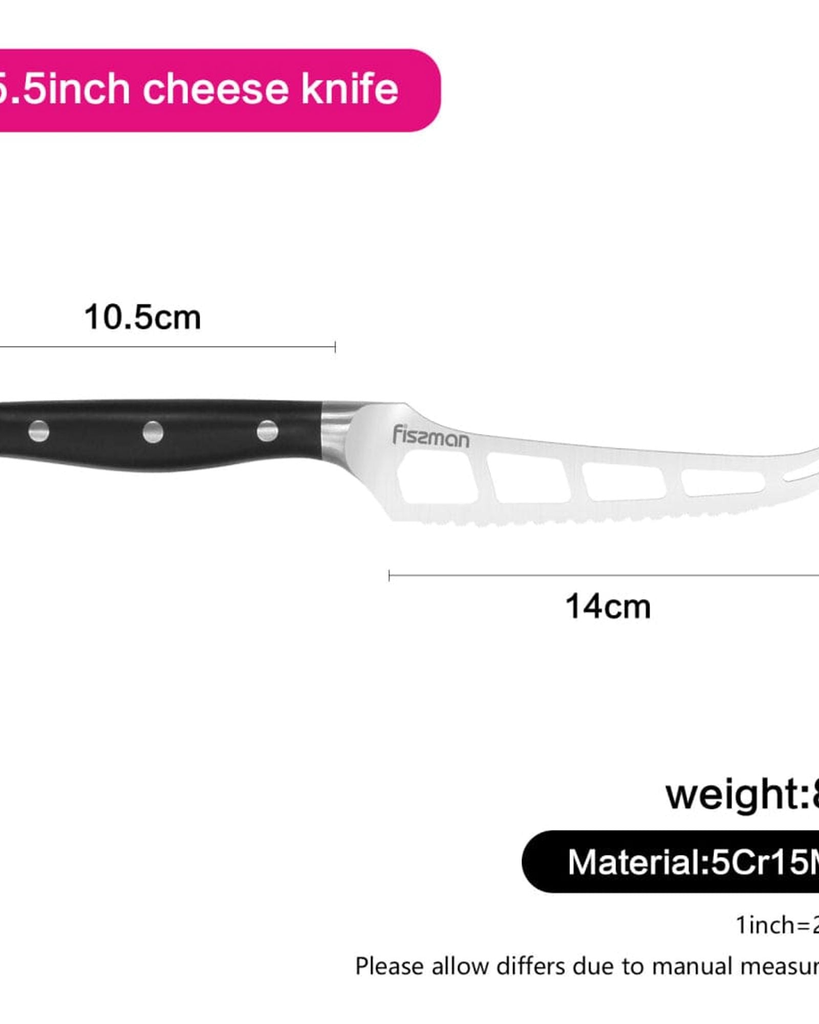سكين جبن ديمي شيف غير لاصق من فيسمان، فضي/أسود، 5.5 بوصة