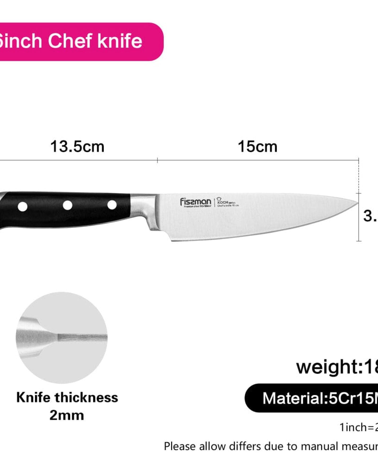 سكين الطاهي فيسمان 6 بوصات من سلسلة كوش (فولاذ 5Cr15MoV)