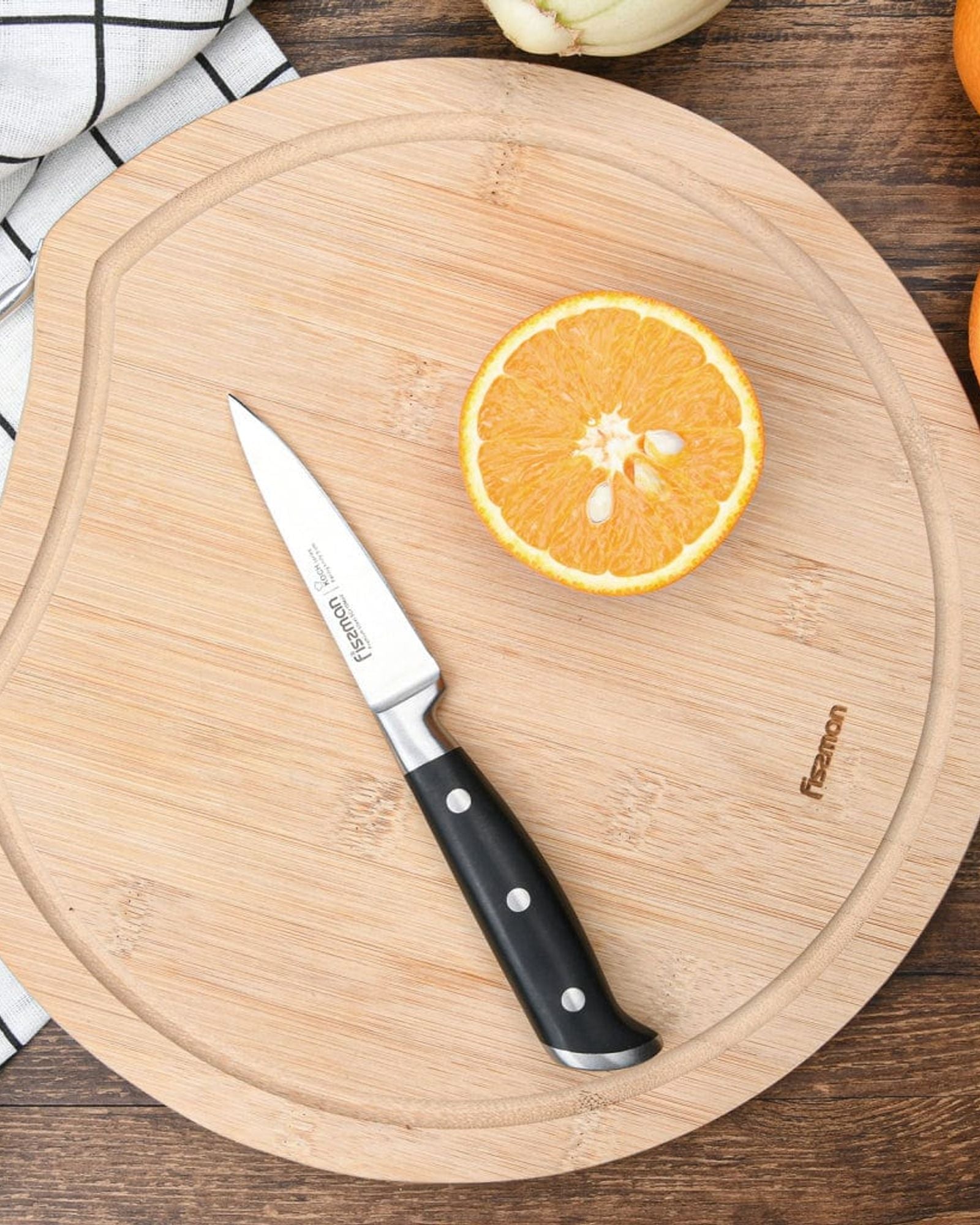 سكين تقشير فيسمان من الفولاذ المقاوم للصدأ أسود/فضي، 3.5 بوصة