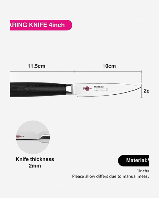 سكين تقشير فيسمان ساموراي موساشي، 4 بوصات، 10 سم (فولاذ دمشقي)