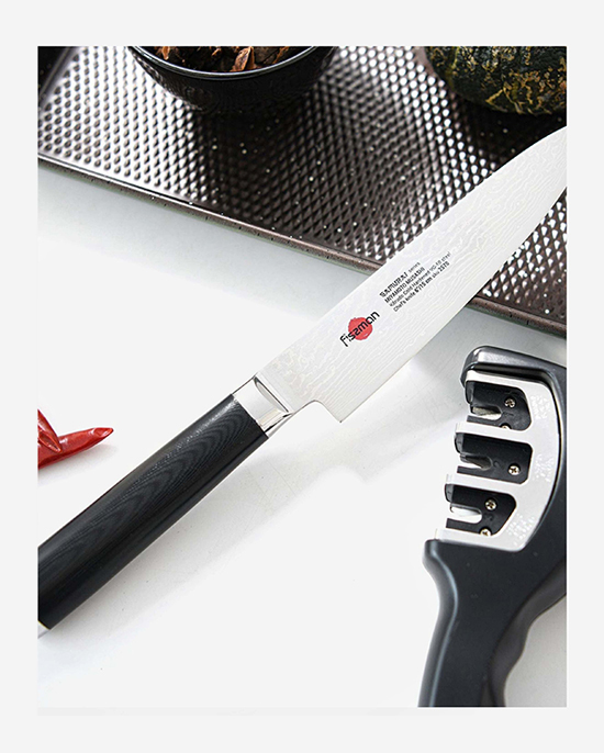 سكين الطاهي فيسمان ساموراي موساشي، 6 بوصات، 15 سم (فولاذ دمشقي)