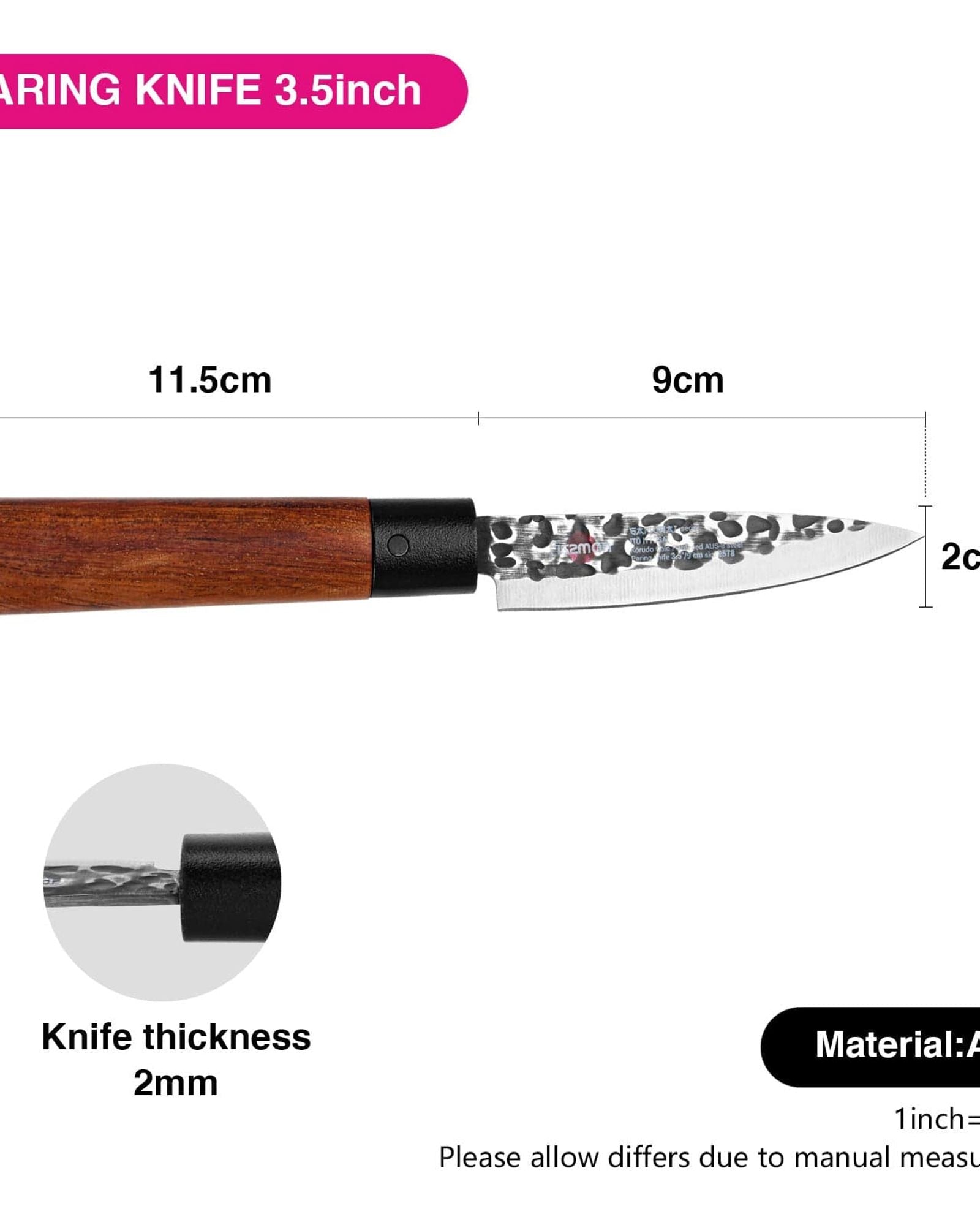 سكين تقشير فيسمان 3.5 بوصة ساموراي إيتوساي 9 سم (فولاذ AUS-8)