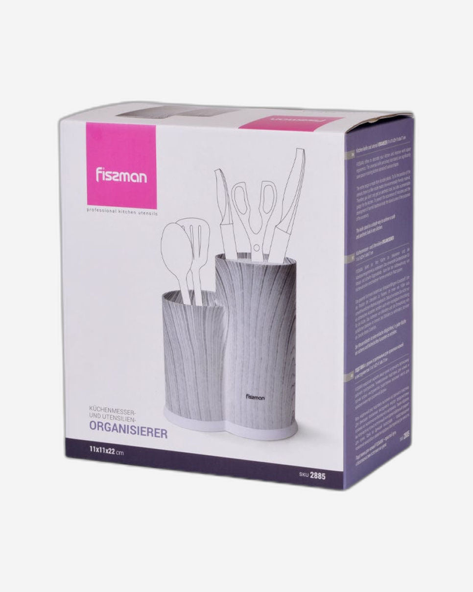 منظم سكاكين وأدوات المطبخ من فيسمان، 11×11×22+11×8×17 سم، رخام رمادي (بلاستيك)