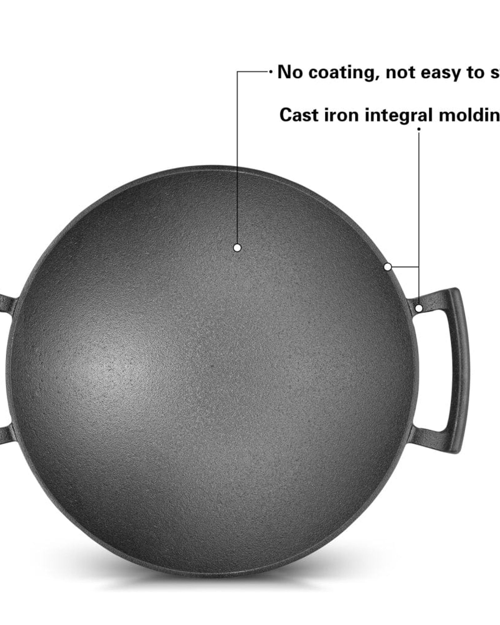 مقلاة ووك فيسمان بغطاء زجاجي من الحديد الزهر، 35×10.4 سم/4.85 لتر، أسود/شفاف