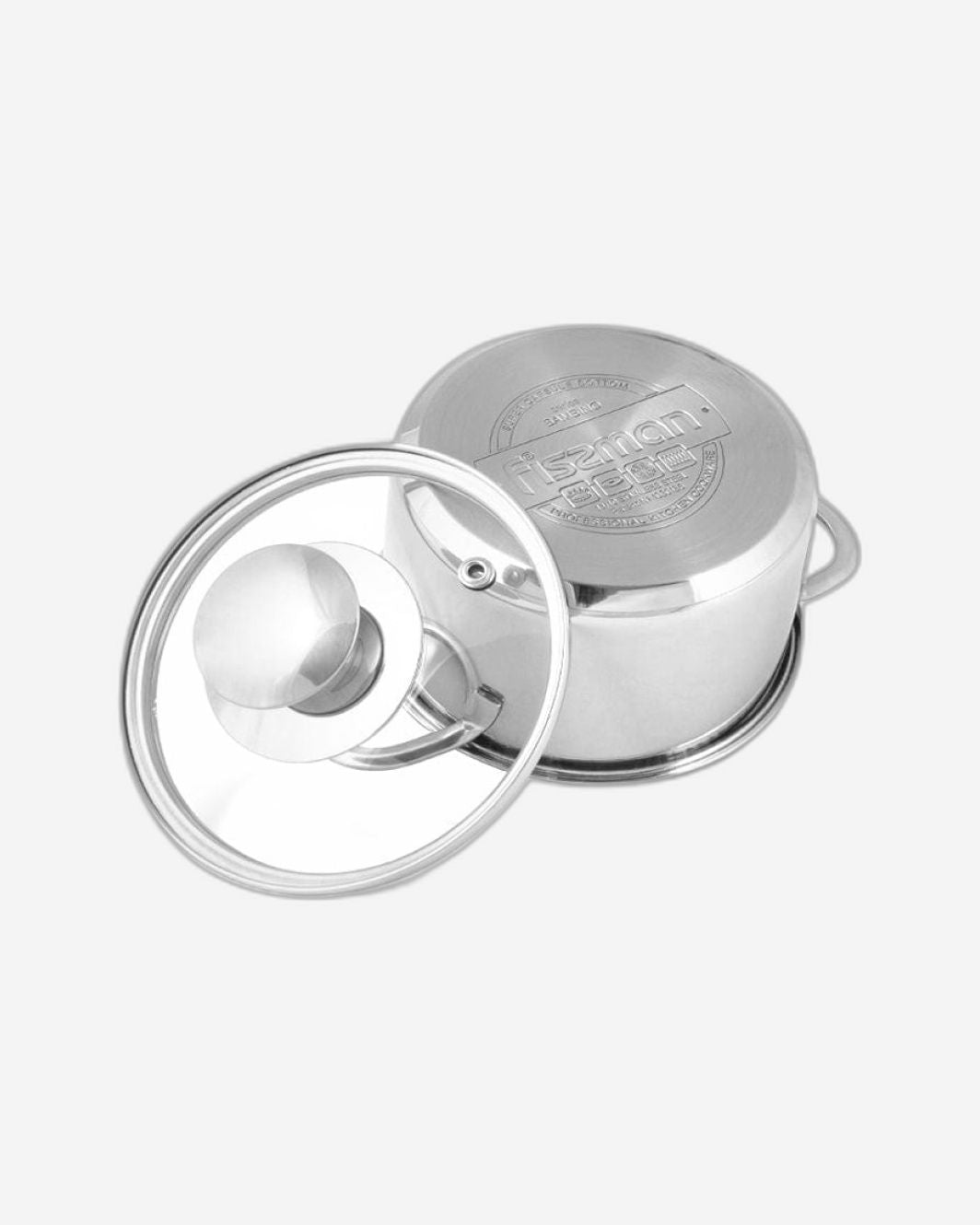 قدر فيسمان مع غطاء من الفولاذ المقاوم للصدأ من سلسلة بامبينو باللون الفضي، 14 × 7.5 سم/1.1 لتر