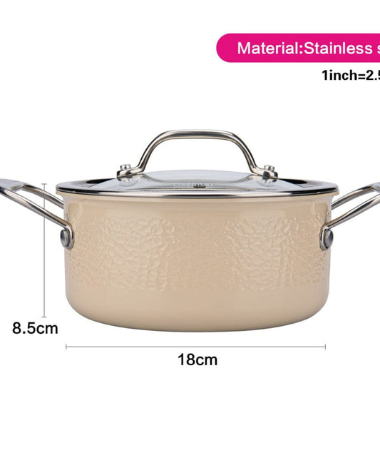 قدر فيسمان بريجيت من الفولاذ المقاوم للصدأ مع غطاء، بيج/فضي، 18×8.5 سم