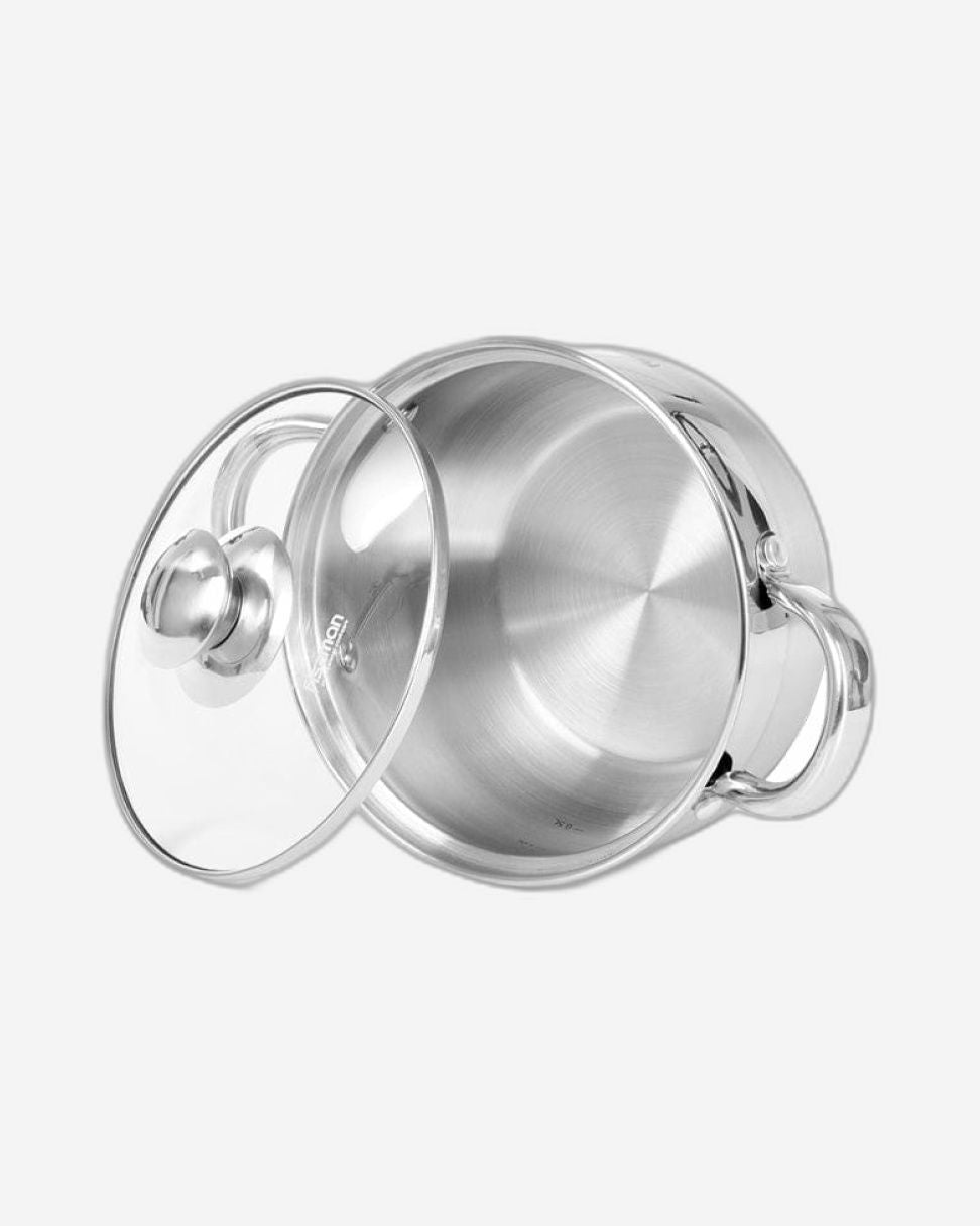 قدر فيسمان مع غطاء زجاجي من سلسلة برايم من الفولاذ المقاوم للصدأ وقاعدة حثية فضية 14×8.5 سم/1.3 لتر