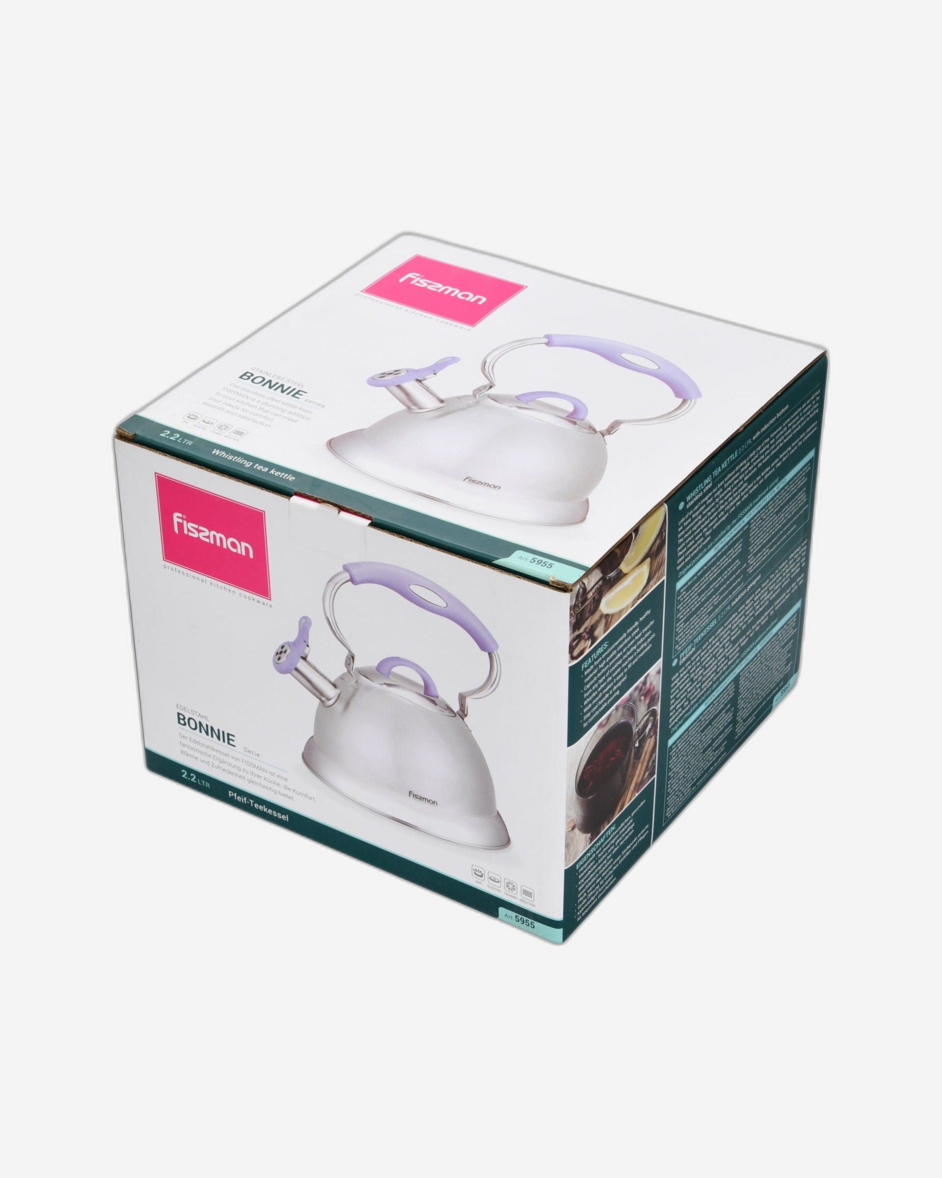 غلاية شاي فيسمان بوني الصافرة باللون الفضي/الأرجواني