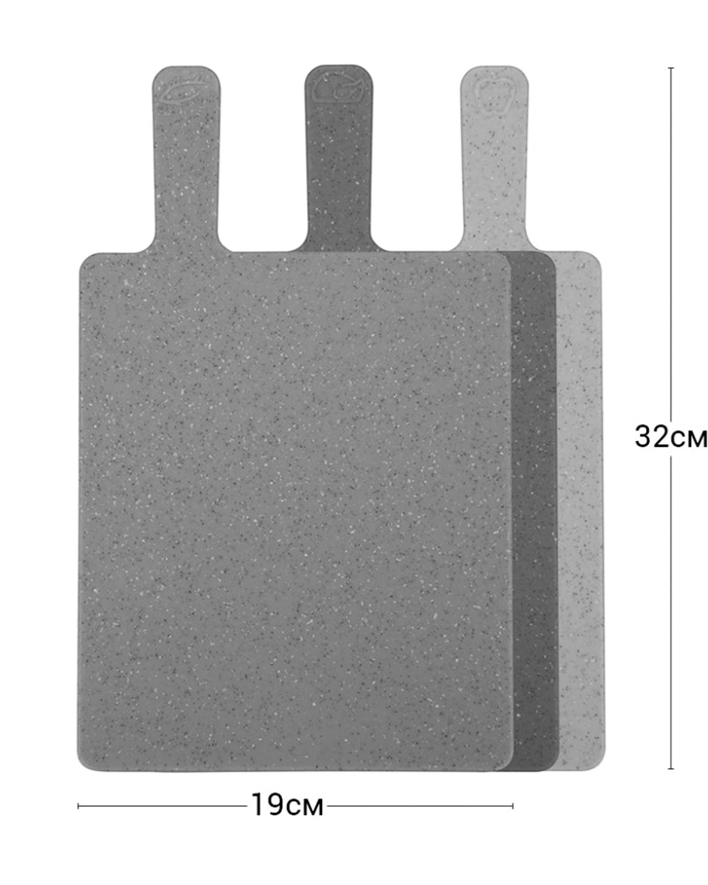 مجموعة ألواح تقطيع فيسمان رخامية ملونة، مكونة من 3 قطع مع حامل، رمادي، 32 سم