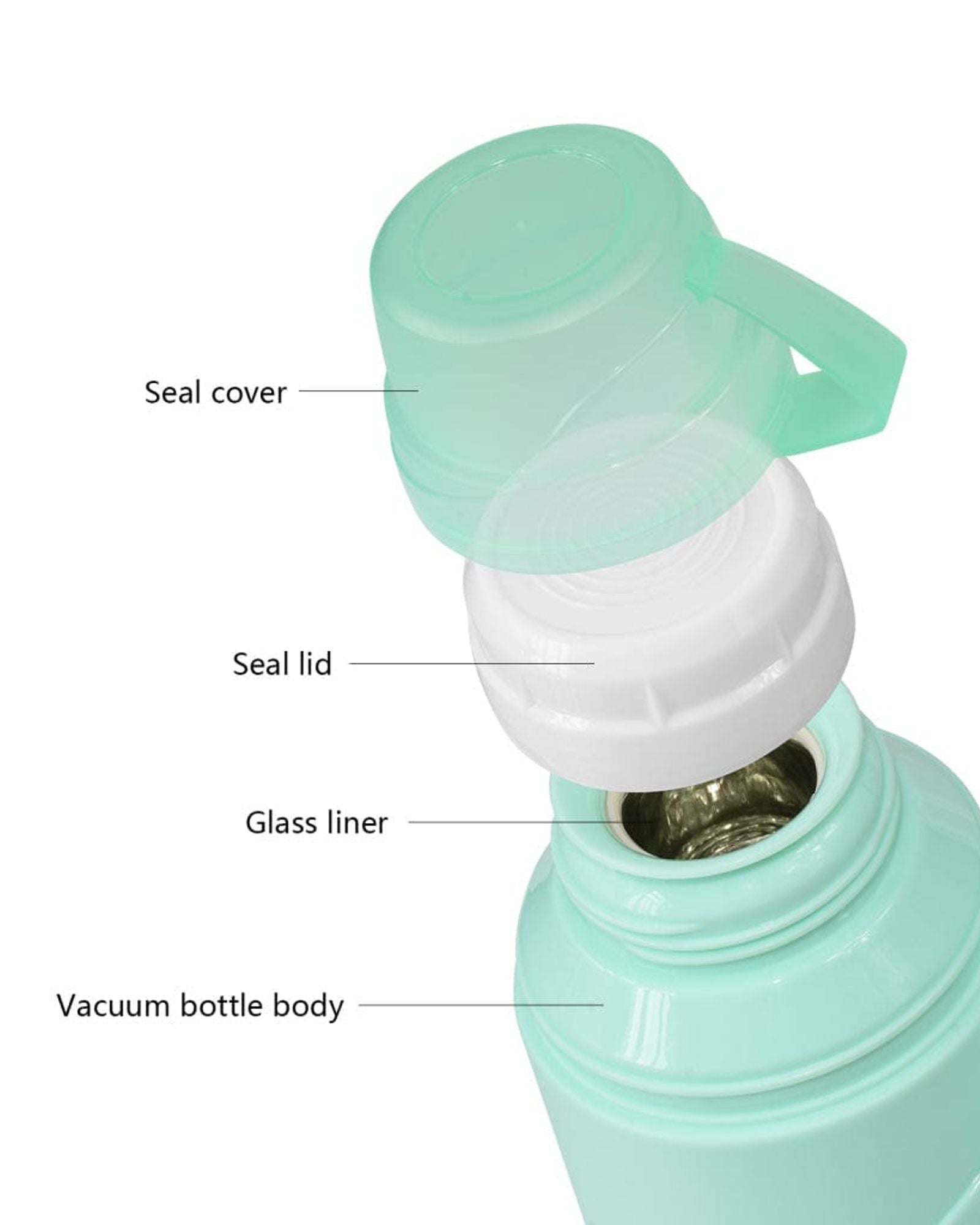 قارورة فيسمان المفرغة من الهواء مع غطاء، لون أخضر بحري/أبيض، 450 مل