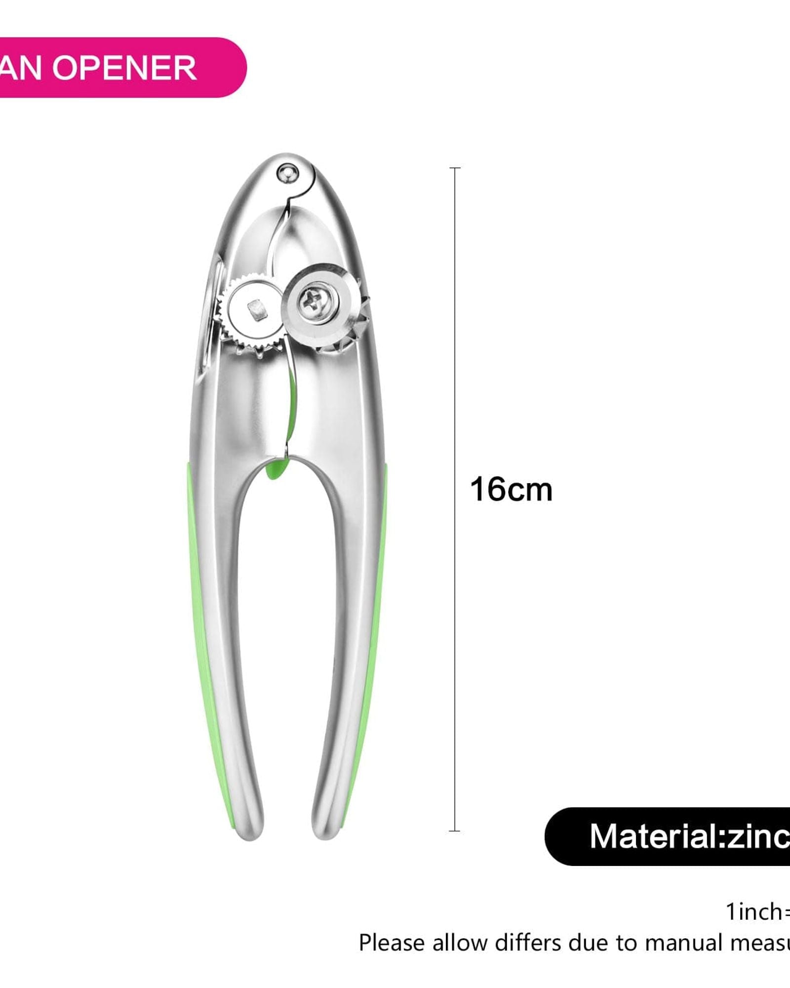 فتاحة علب مصنوعة من سبائك الزنك ومقبض آمن من سلسلة لومينيكا باللون الأخضر