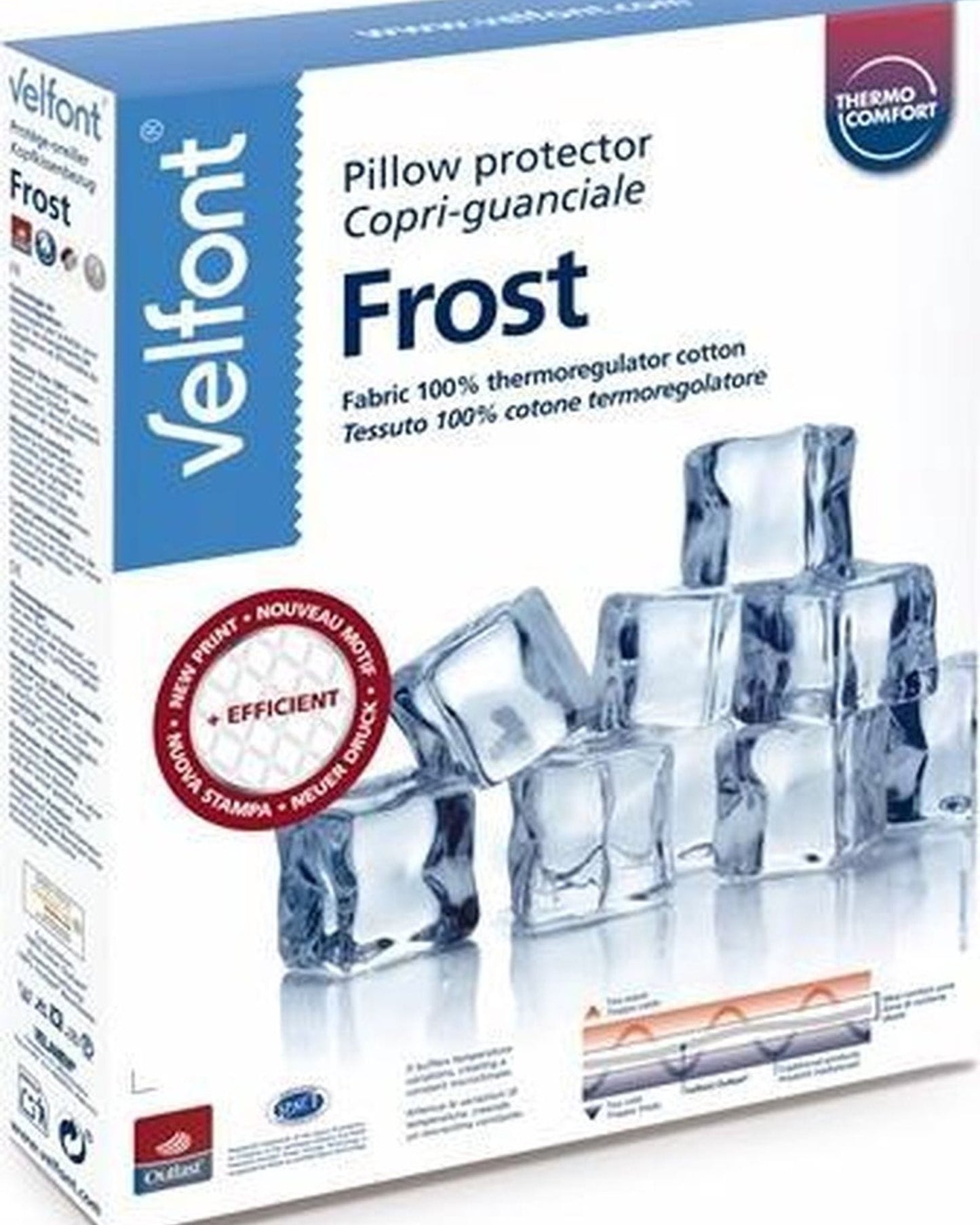 واقي وسادة منظم للحرارة من Velfont "Frost" مصنوع من القطن بنسبة 100% باللون الأبيض