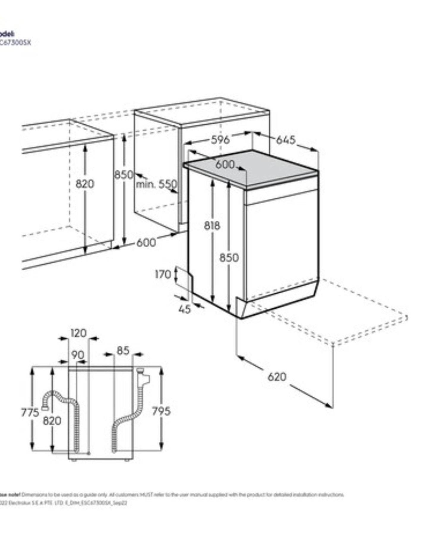 غسالة أطباق إلكترولوكس قائمة بذاتها، 60 سم، تتسع لـ 13 فردًا