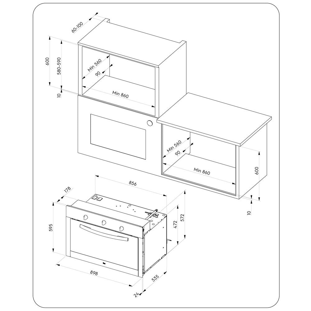 فرن غاز مدمج من إلكترولوكس سعة 88 لترًا مع شواية دوارة