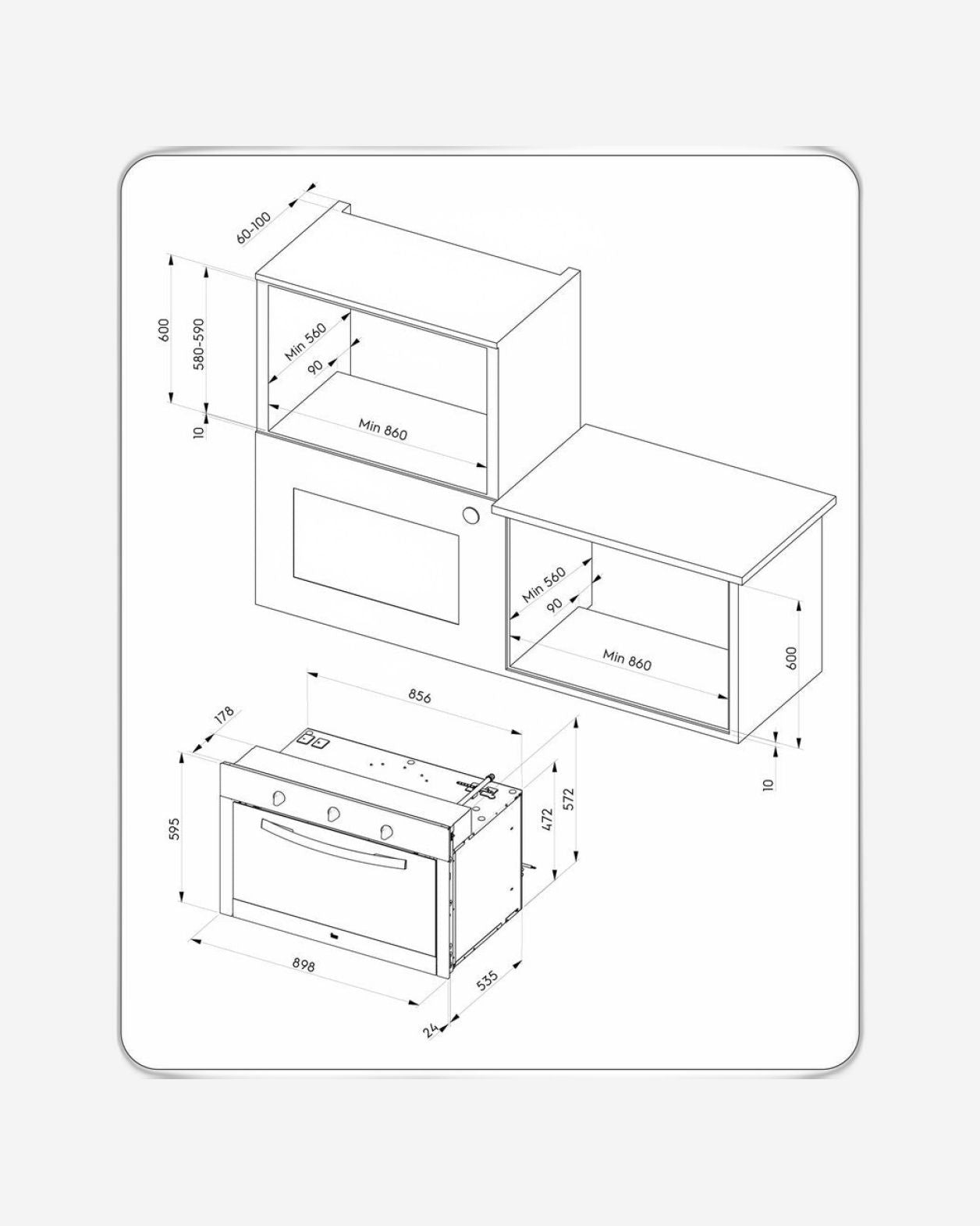 فرن غاز مدمج من إلكترولوكس بسعة كبيرة 88 لترًا وشواية دوارة 90 سم
