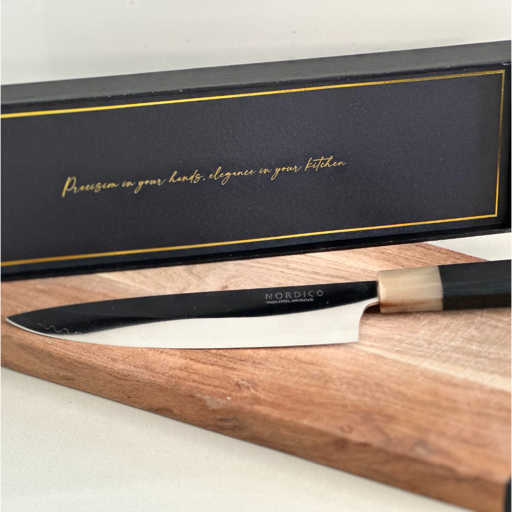 سكين الطاهي Nordico VG-10، مقاس 8 بوصات، ياباني، مع غمد خشبي - هدايا