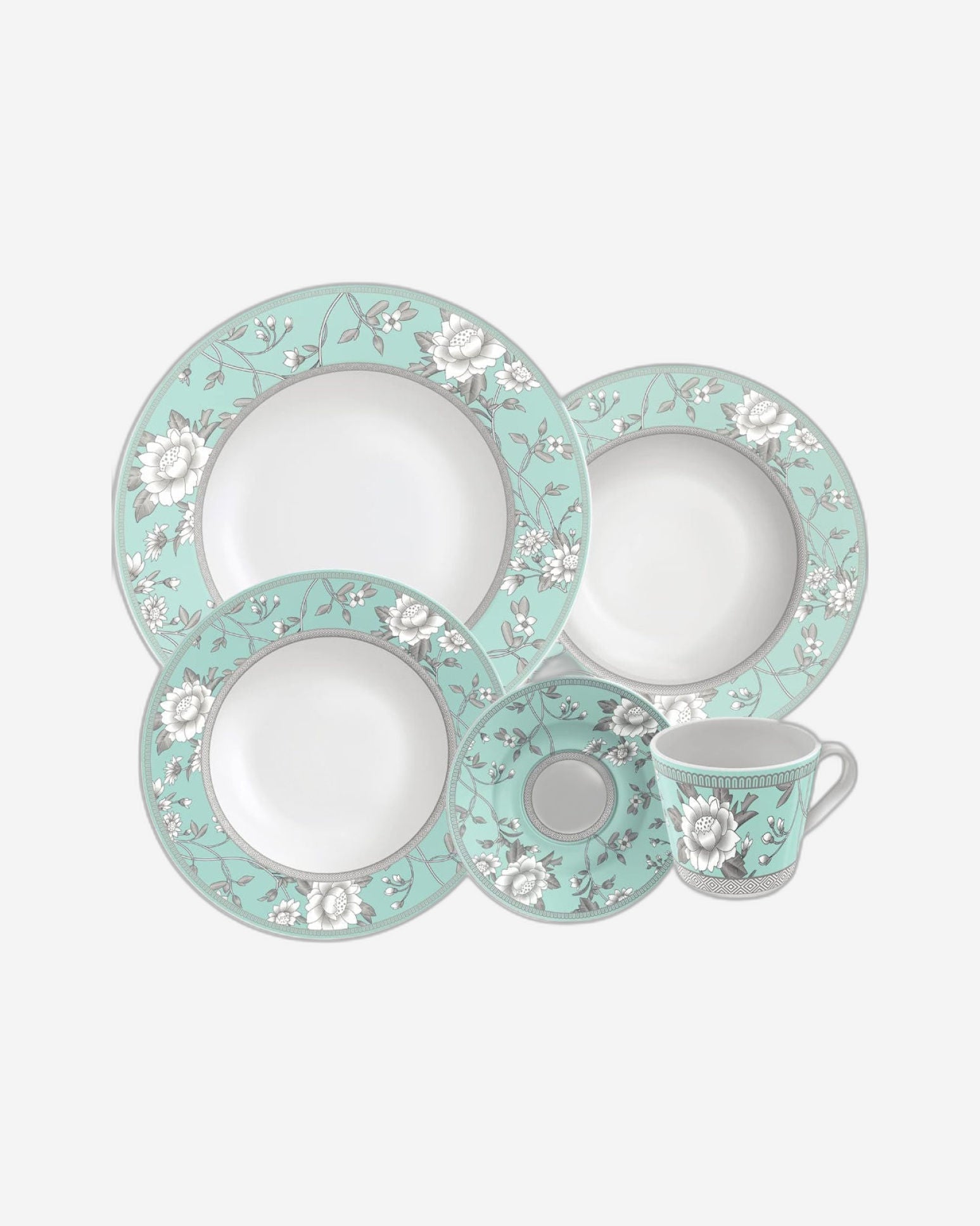 طقم عشاء هيلين من ترامونتينا برازيل، 20 قطعة، مزخرف من البورسلين