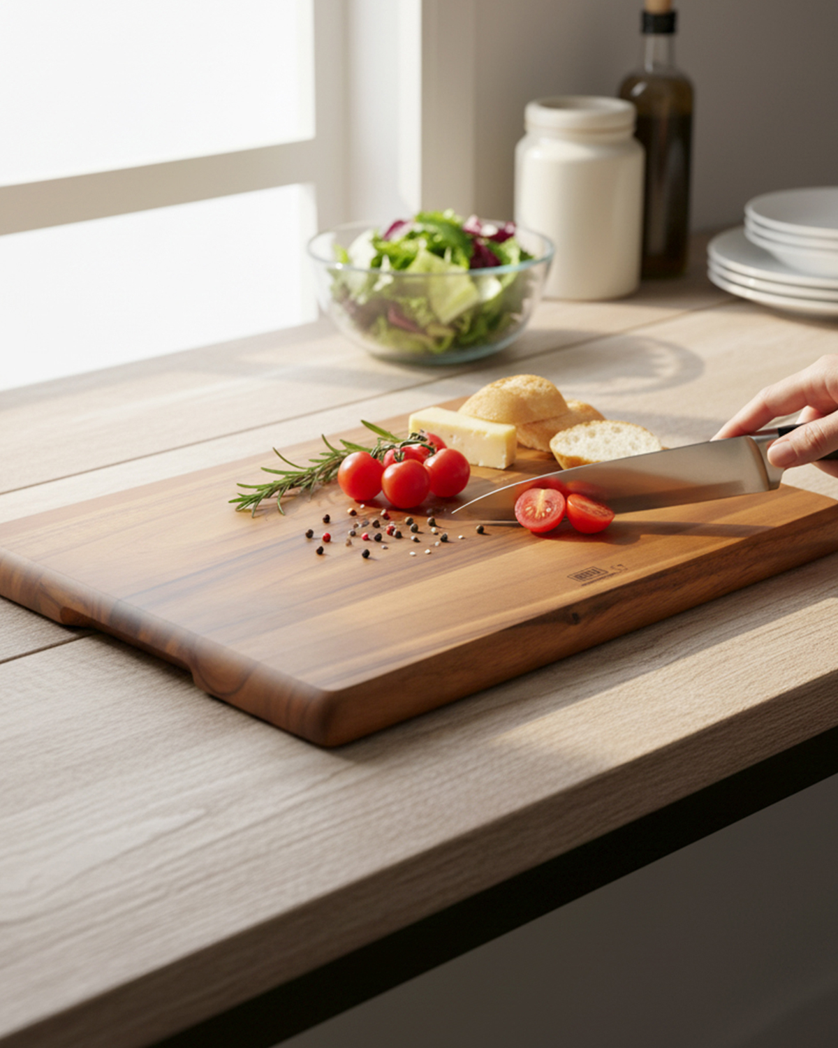 Billi Acacia Wood Cutting Board, Brown, 40.5 × 30 × 2cm