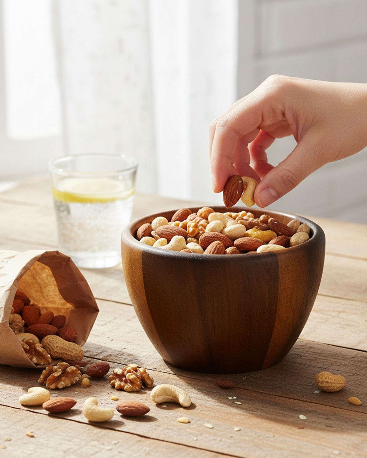 Billi Acacia Wood Nuts Bowl, Natural Brown, 11.5cm