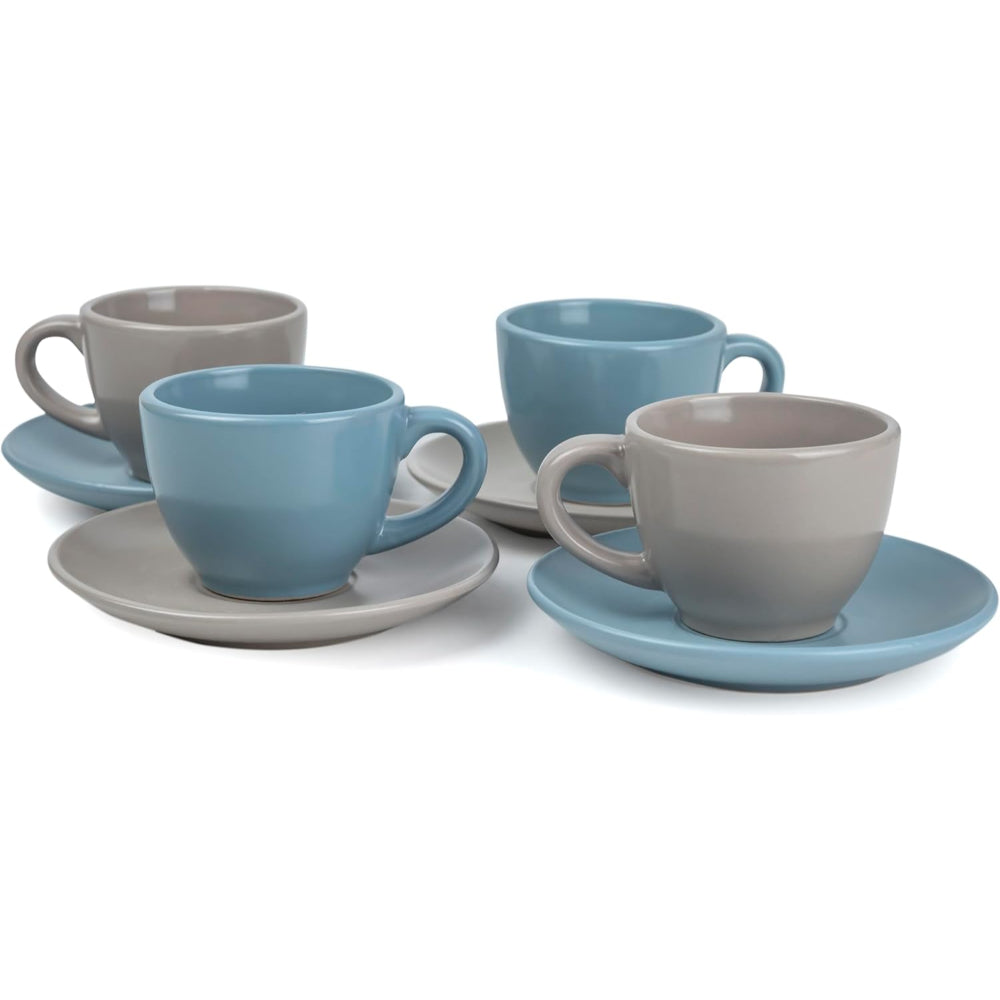 Shallow Jaspe 4-Piece Coffee Cup & Saucer Set 90ml - Sg Glaze | Kitchen Dinnerware, Ceramic, Stoneware