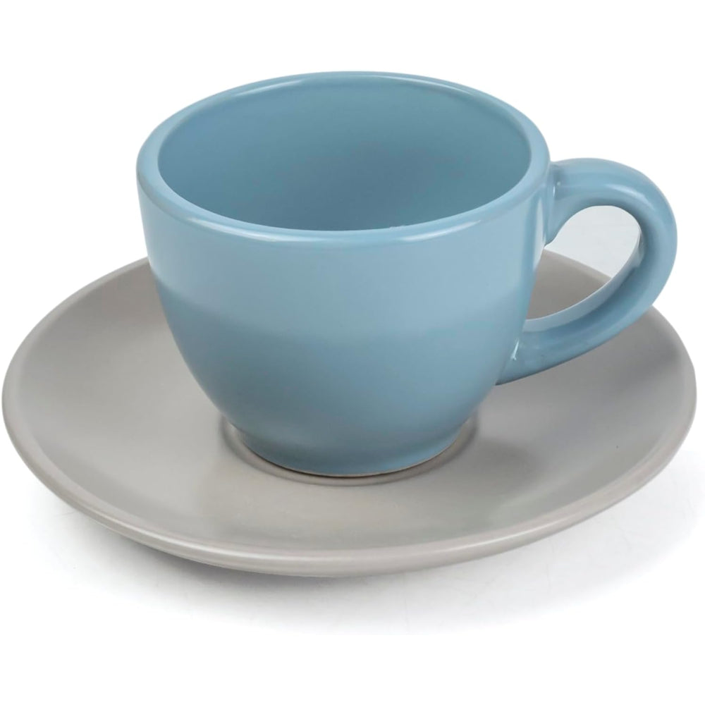 طقم فناجين قهوة وصحن من شالو جاسبي، ٤ قطع، سعة ٩٠ مل، مطلي بطبقة من الزجاج السنغافوري | أدوات مائدة للمطبخ، سيراميك، فخار حجري