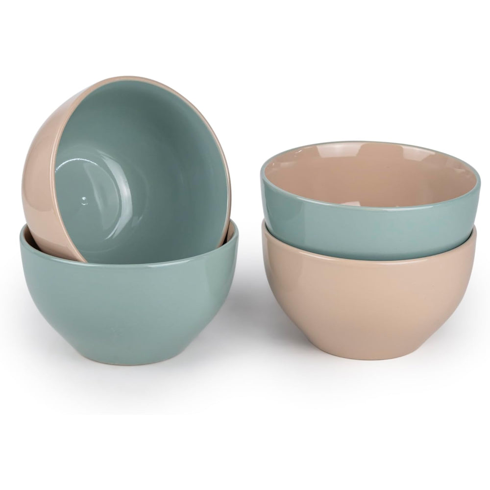 Shallow Moire 4-Piece Deep Bowls Set Kitchen Dinnerware, Ceramic, Stoneware - Two | 14cm Diameter