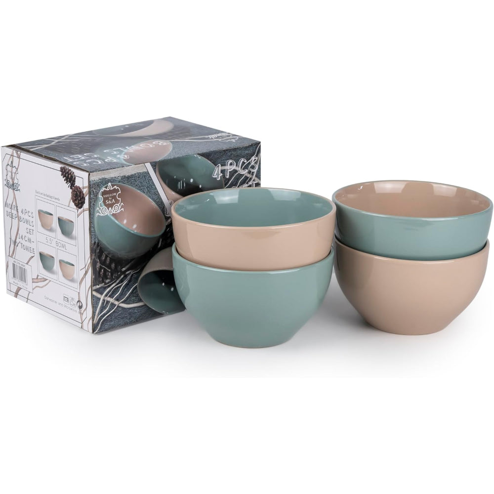 طقم أوعية عميقة من شالو موير، مكون من 4 قطع، أدوات مائدة للمطبخ، سيراميك، خزفي - قطعتان | قطر 14 سم