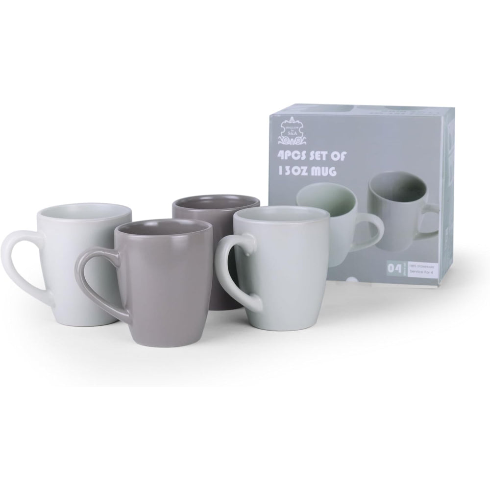 طقم أكواب شالو نورديك من الفخار الحجري - 385 مل، 4 قطع، متعدد الألوان