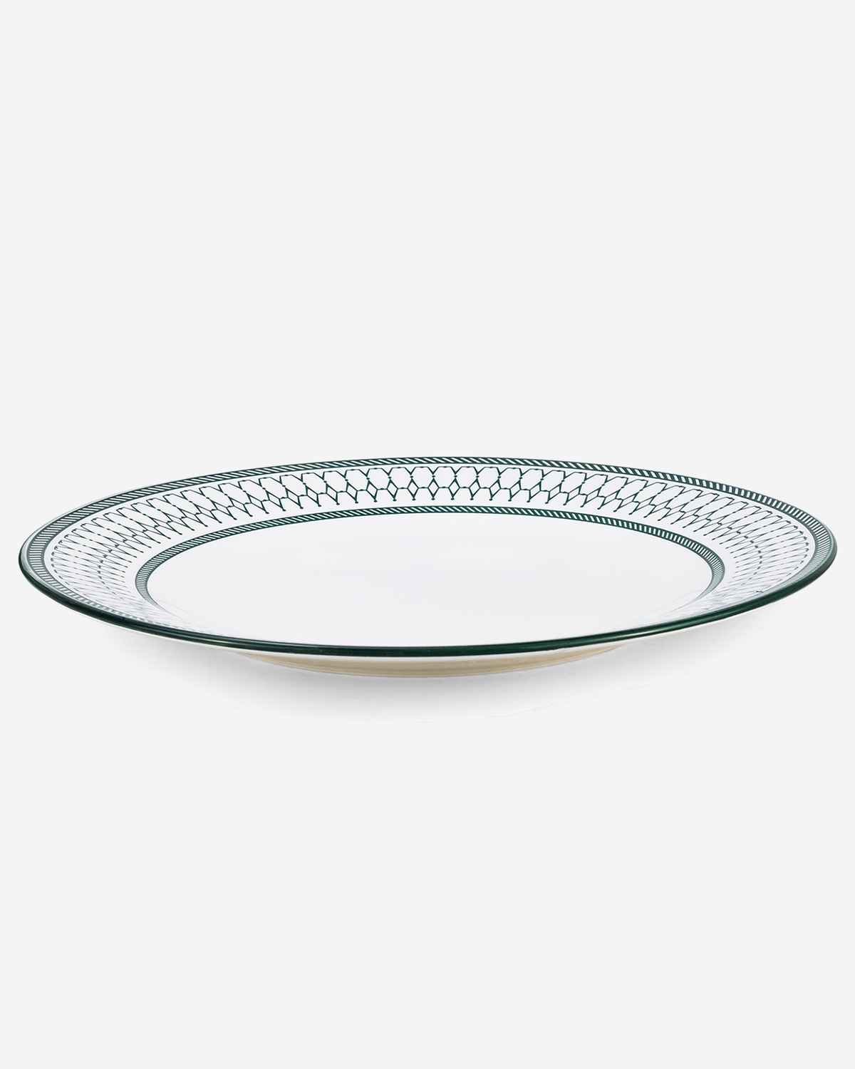 Shallow Amalfi Porcelain 12-Piece Dinner Set, Green, 4 Dinner Plates 10.5", 4 Side Plates 7.5" & 4 Small Bowls 4.5"