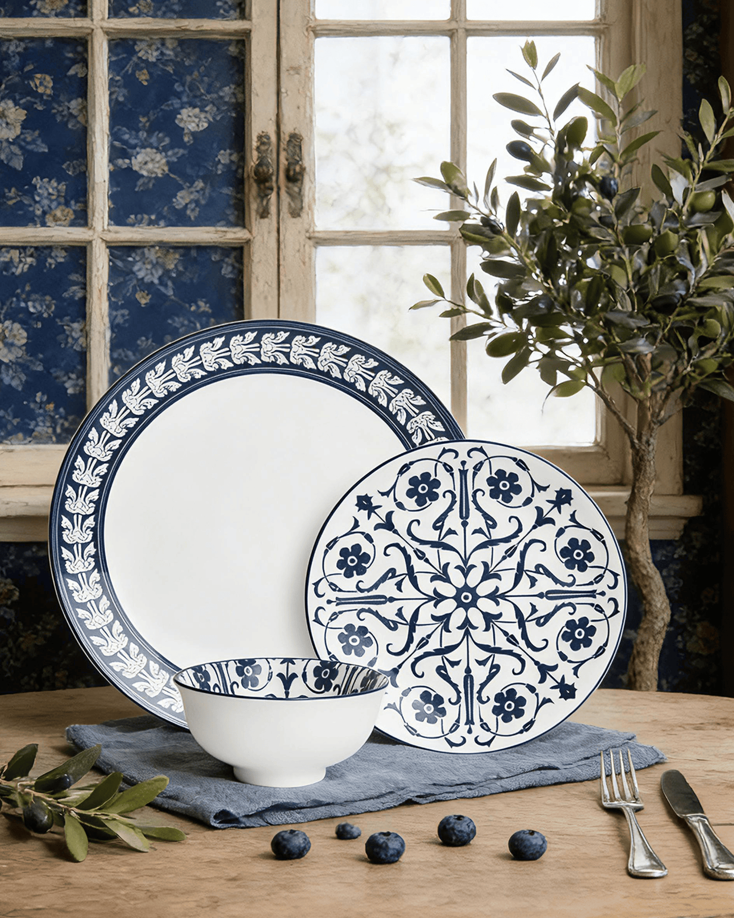 Shallow JAZY Porcelain Dinner Set 12 pcs