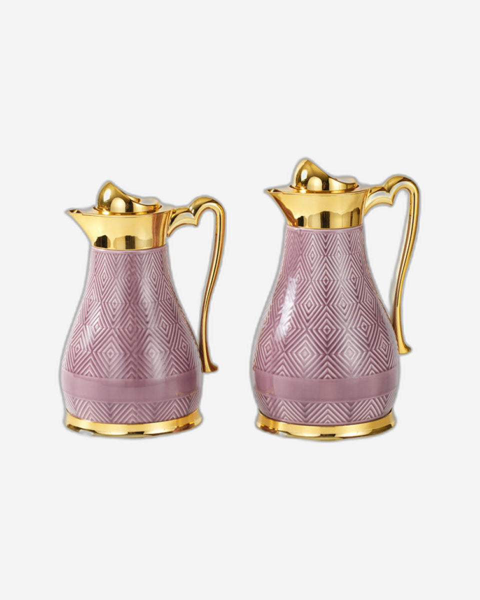 مجموعة تشاوان أمبر من زجاجتين - بنفسجي لامع مع ذهبي، زجاجة سعة 1 لتر + زجاجة سعة 750 مل