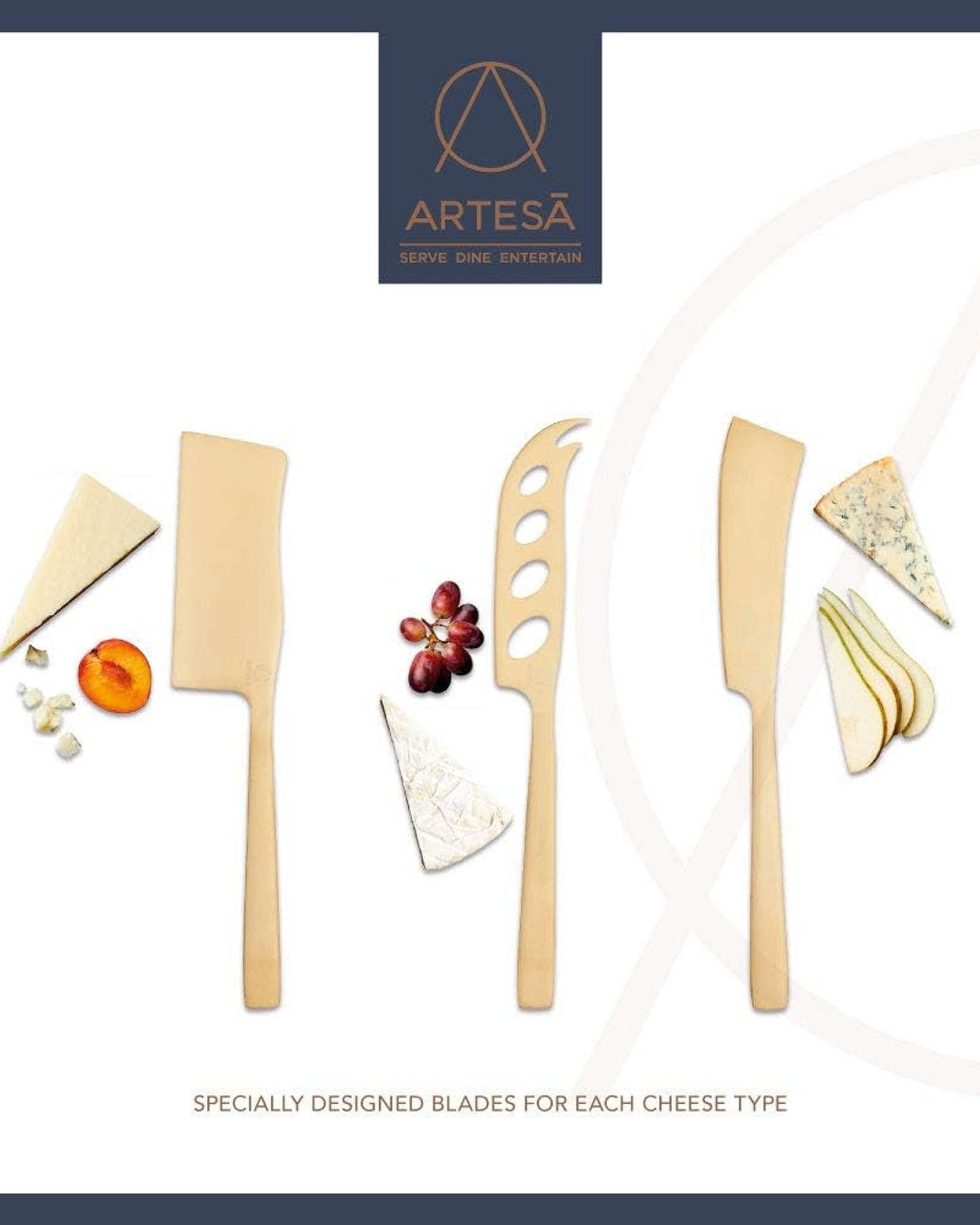 مجموعة سكاكين الجبن الفنية من 3 قطع نحاسية