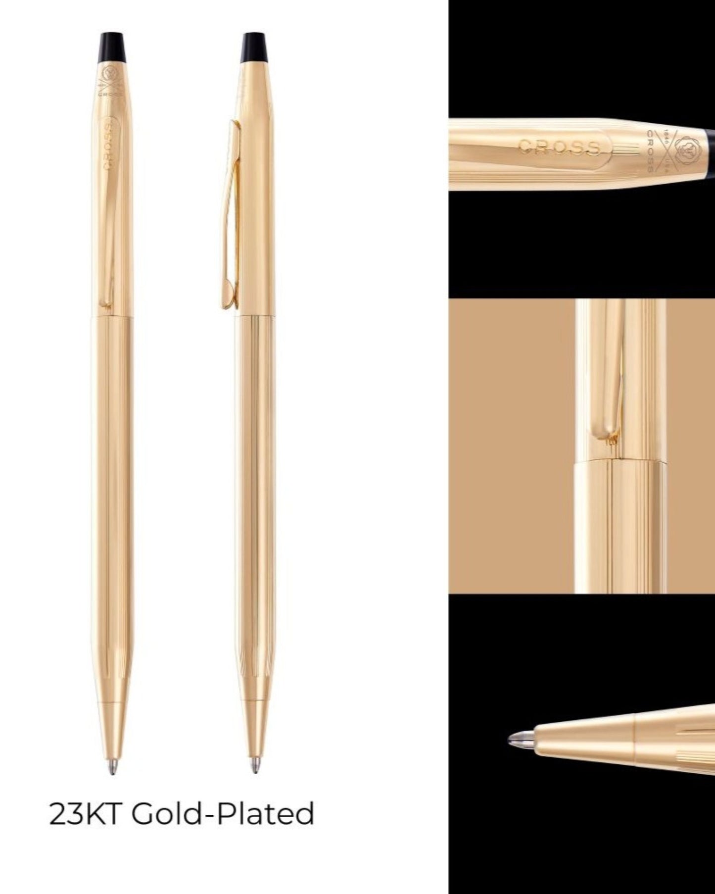 قلم حبر جاف كروس كلاسيك سينشري مطلي بذهب عيار 23 قيراط