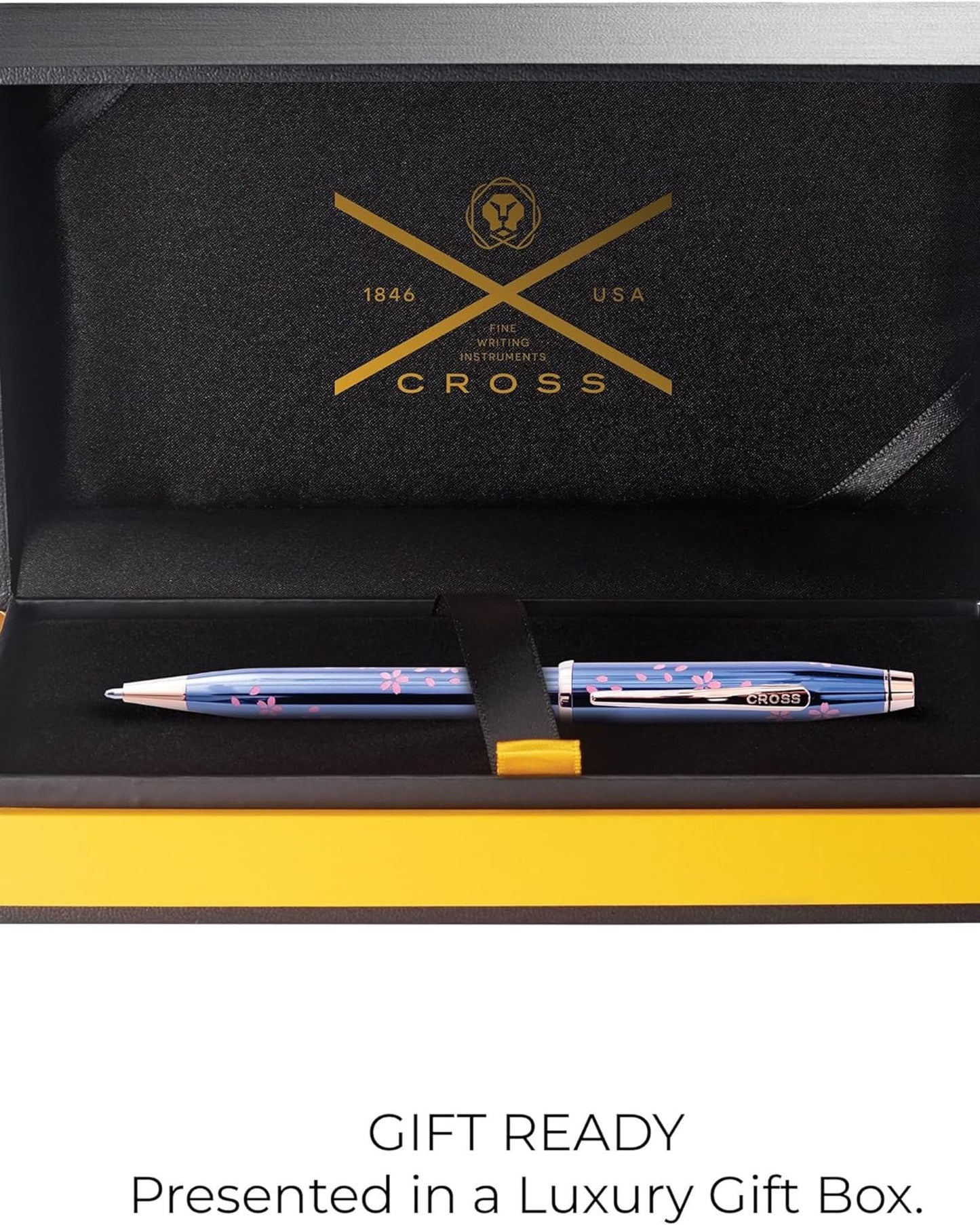 قلم حبر جاف Cross Century® Ii Cherry Blossom شفاف أزرق مع طلاء Pvd ذهبي وردي مصقول - AT0082-163