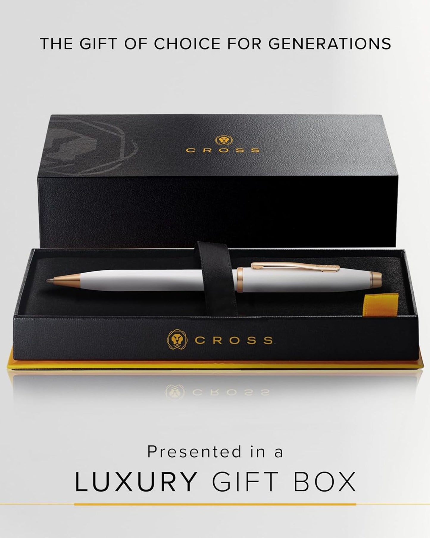 قلم حبر جاف كروس سينشري® 2i مطلي باللون الأبيض اللؤلؤي مع طلاء ذهبي وردي مصقول بتقنية Pvd - AT0082WG-113