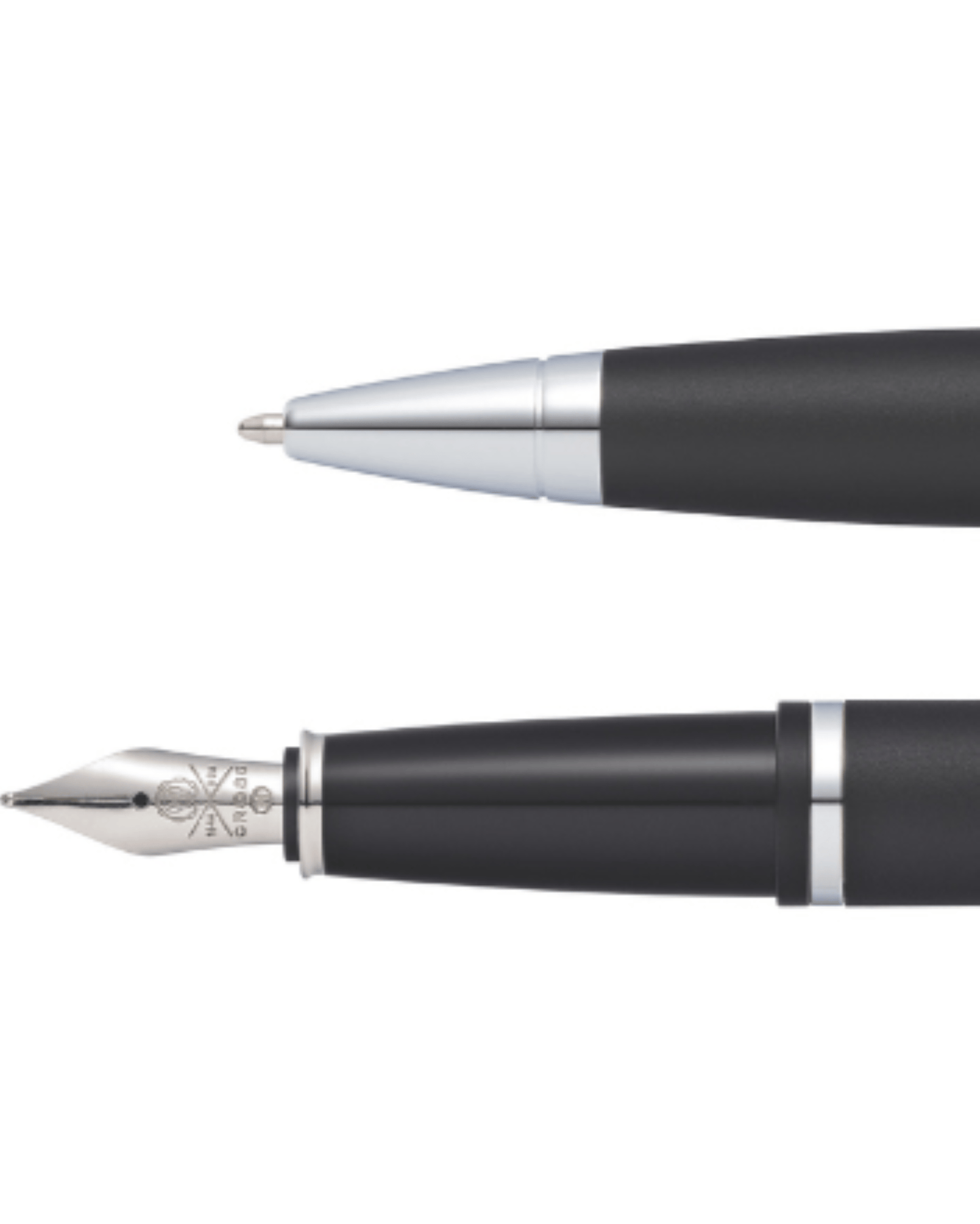 طقم أقلام حبر جاف ونافورة Cross Calais™ Matte Black Chrome Appointments