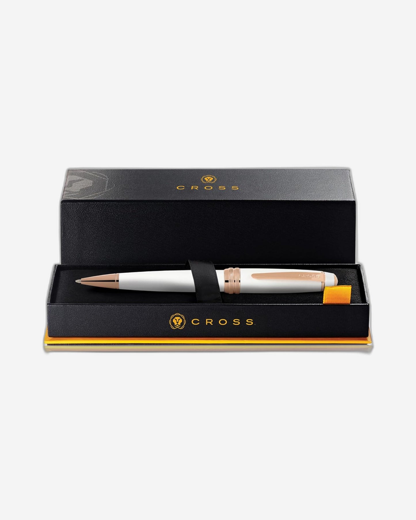 قلم حبر جاف من كروس بيلي™ مطلي باللون الأبيض اللؤلؤي مع لمسات باللون الذهبي الوردي - AT0452-22