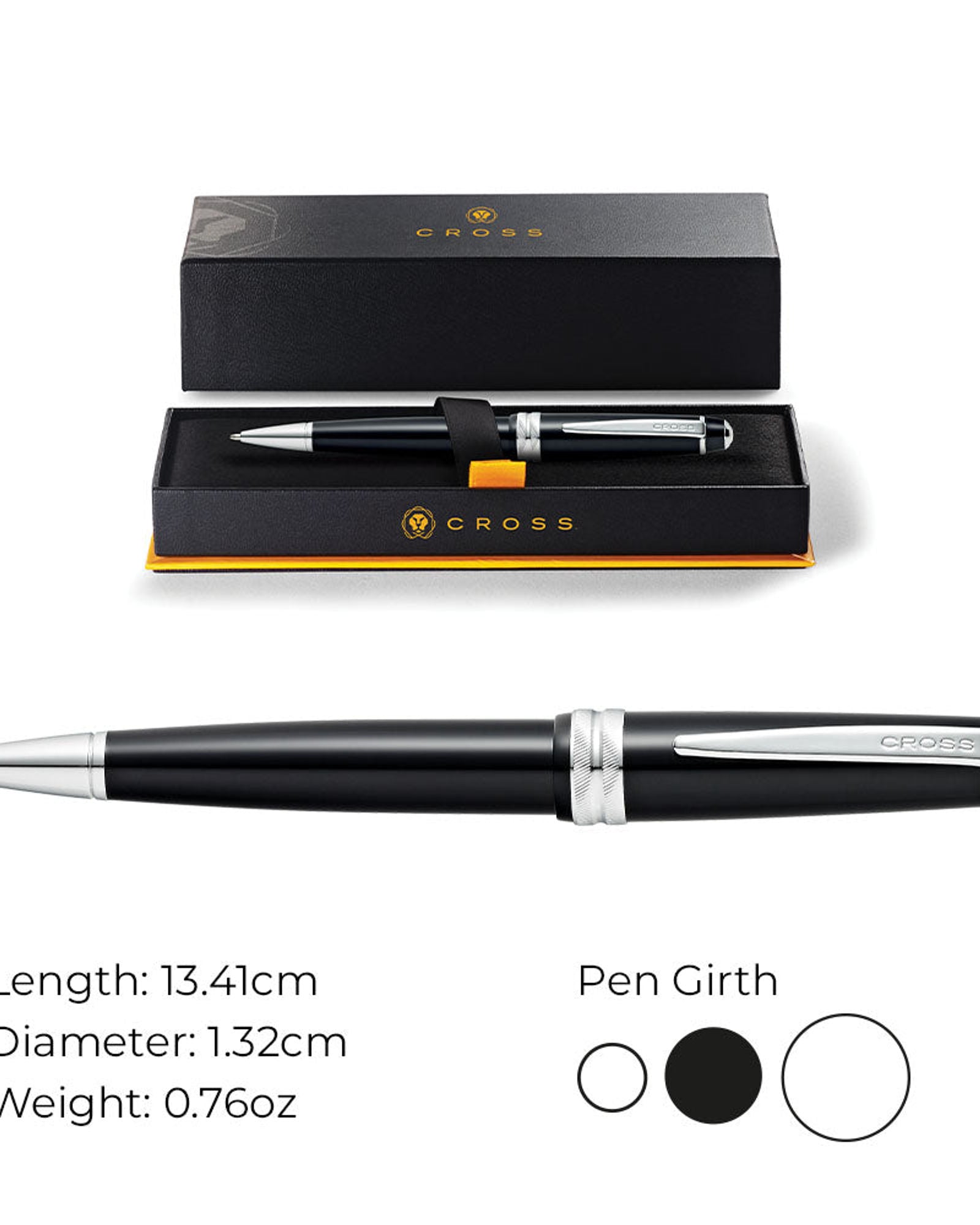 قلم حبر جاف من الراتنج الأسود اللامع Cross Bailey Light™ AT0742-1