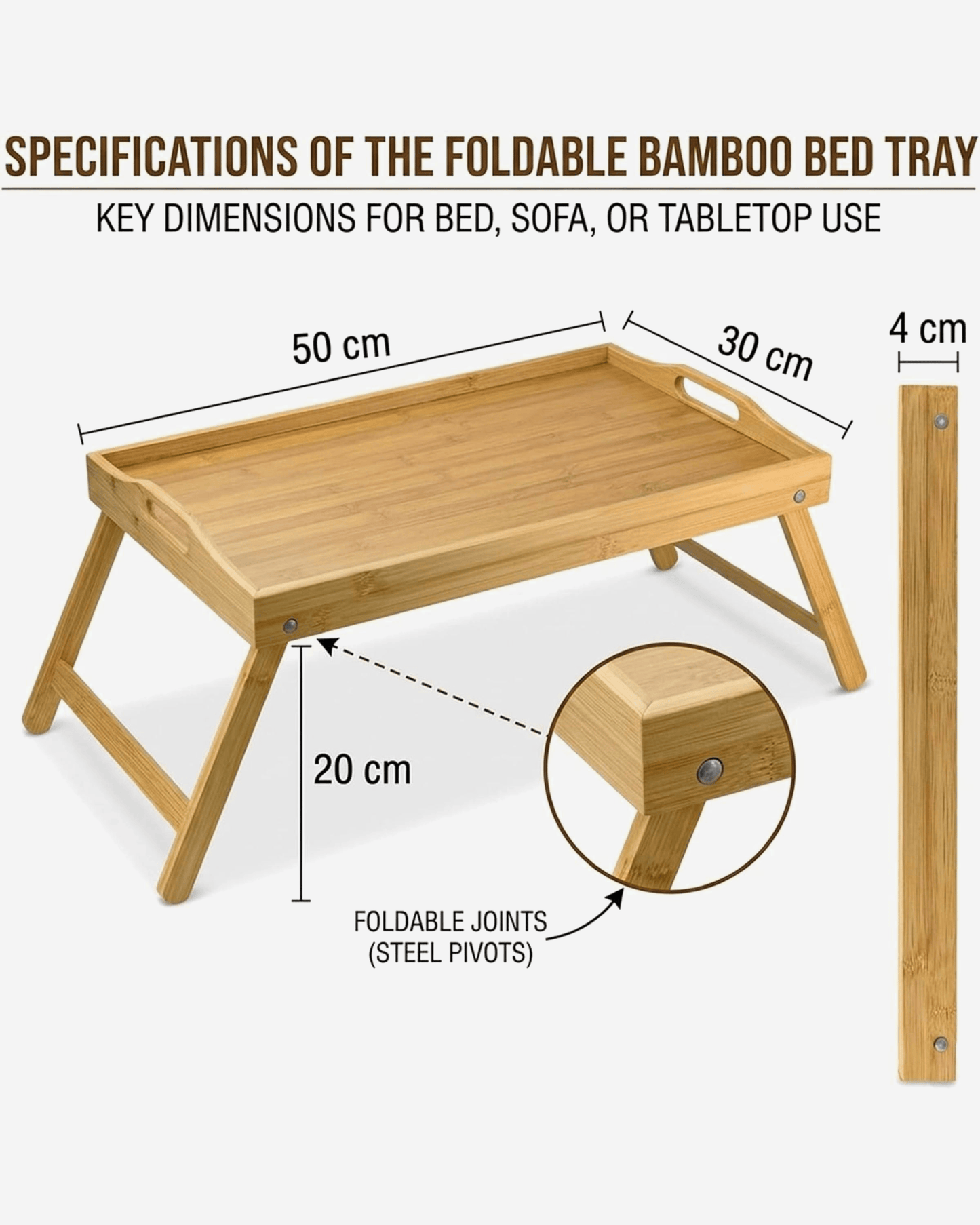 Cuisine Art Foldable Bamboo Bed Tray Table 30 × 50 cm (variant 1)