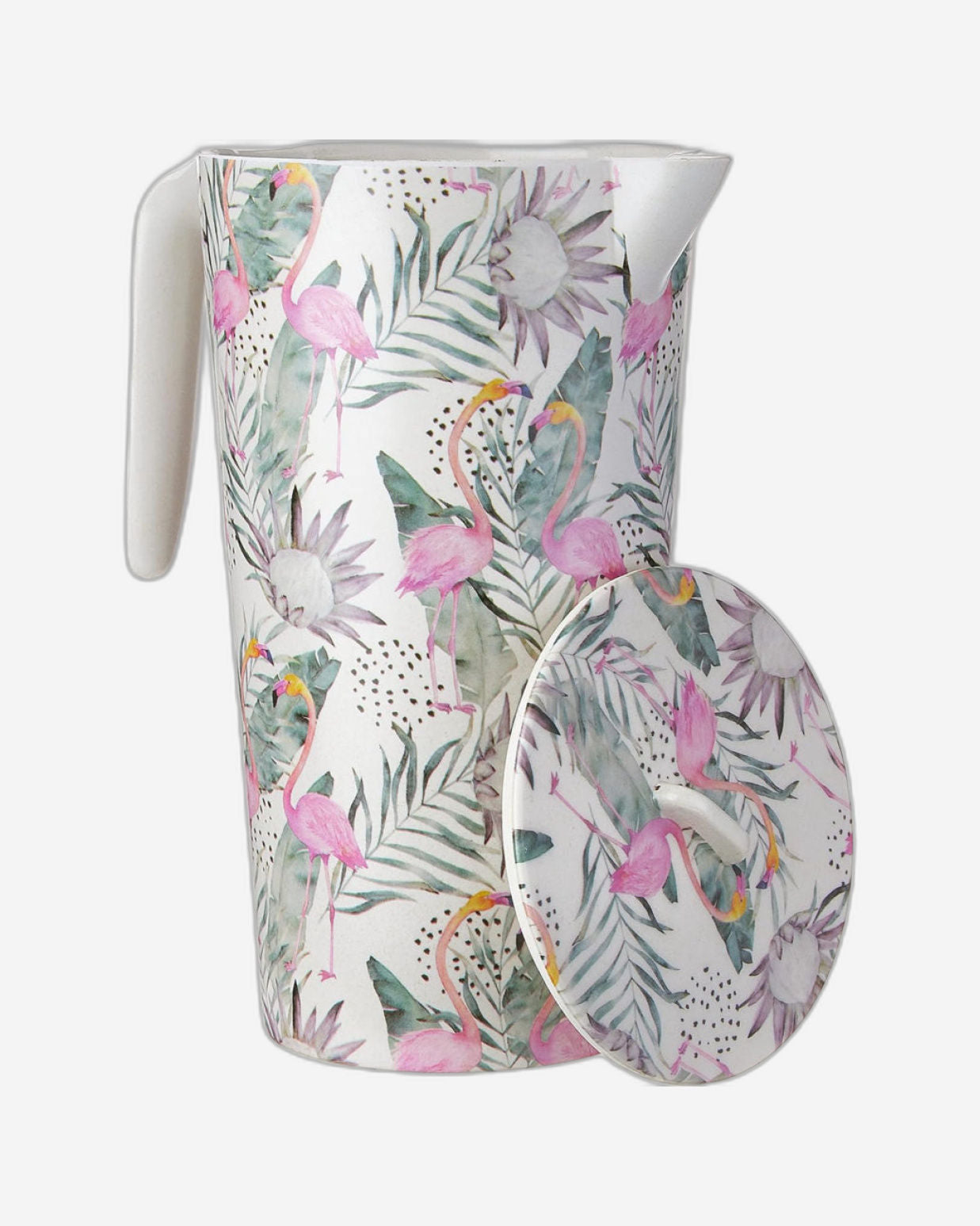 فن الطهي - فلورنسا - إبريق ماء صديق للبيئة مع فوهة صب وغطاء من ألياف الخيزران، أباريق مياه، إبريق مشروبات ساخنة وباردة، أباريق عصير شاي مثلج - 1.45 لتر