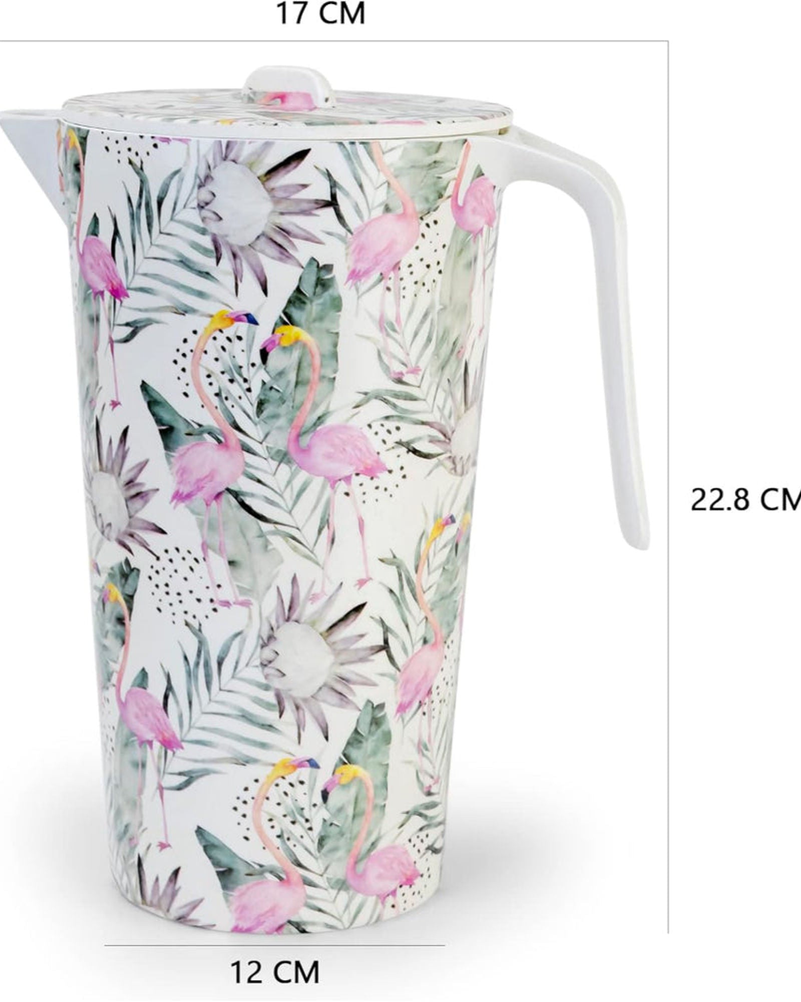 فن الطهي - فلورنسا - إبريق ماء صديق للبيئة مع فوهة صب وغطاء من ألياف الخيزران، أباريق مياه، إبريق مشروبات ساخنة وباردة، أباريق عصير شاي مثلج - 1.45 لتر