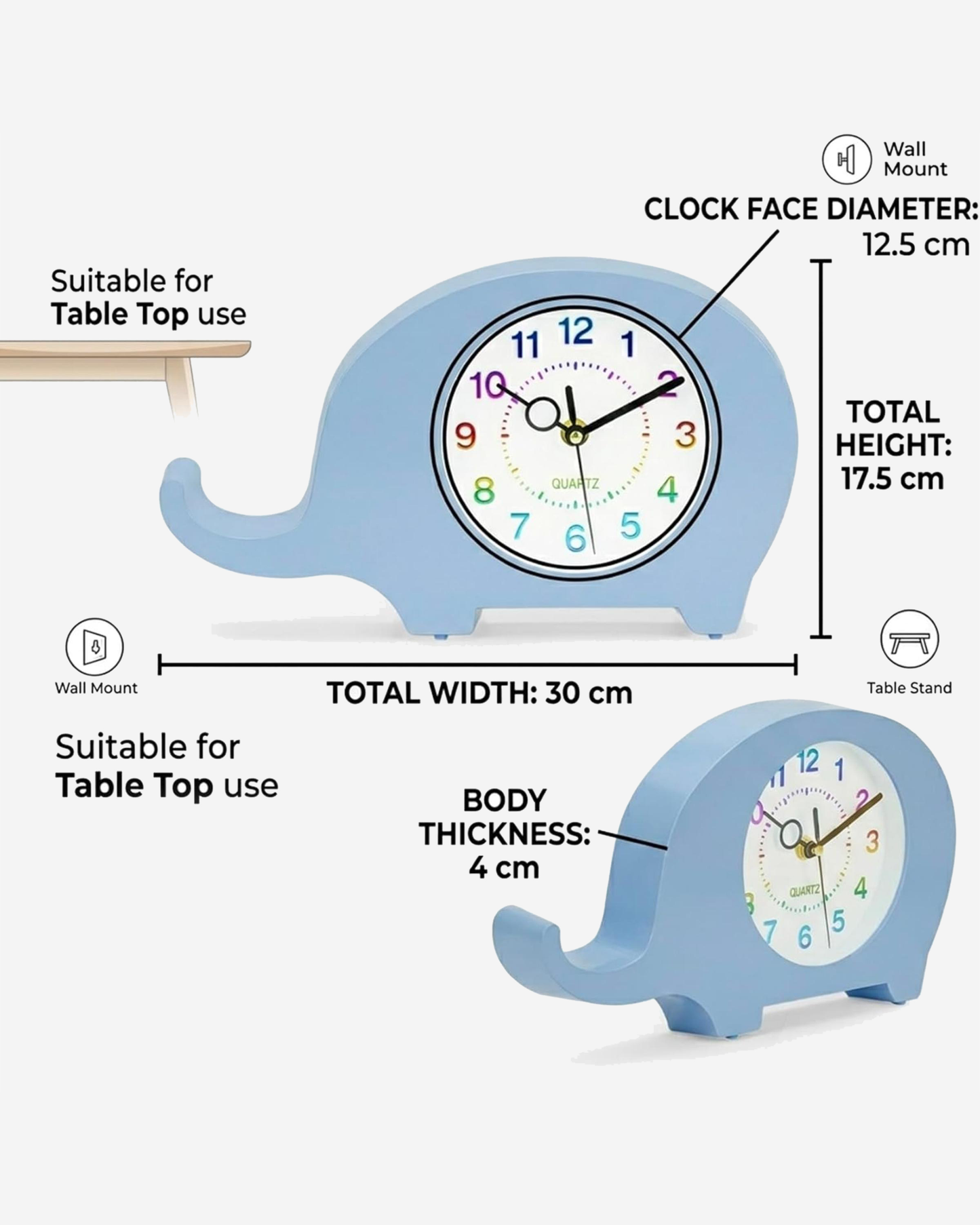 Cuisine Art Dinosaur Clock Blue