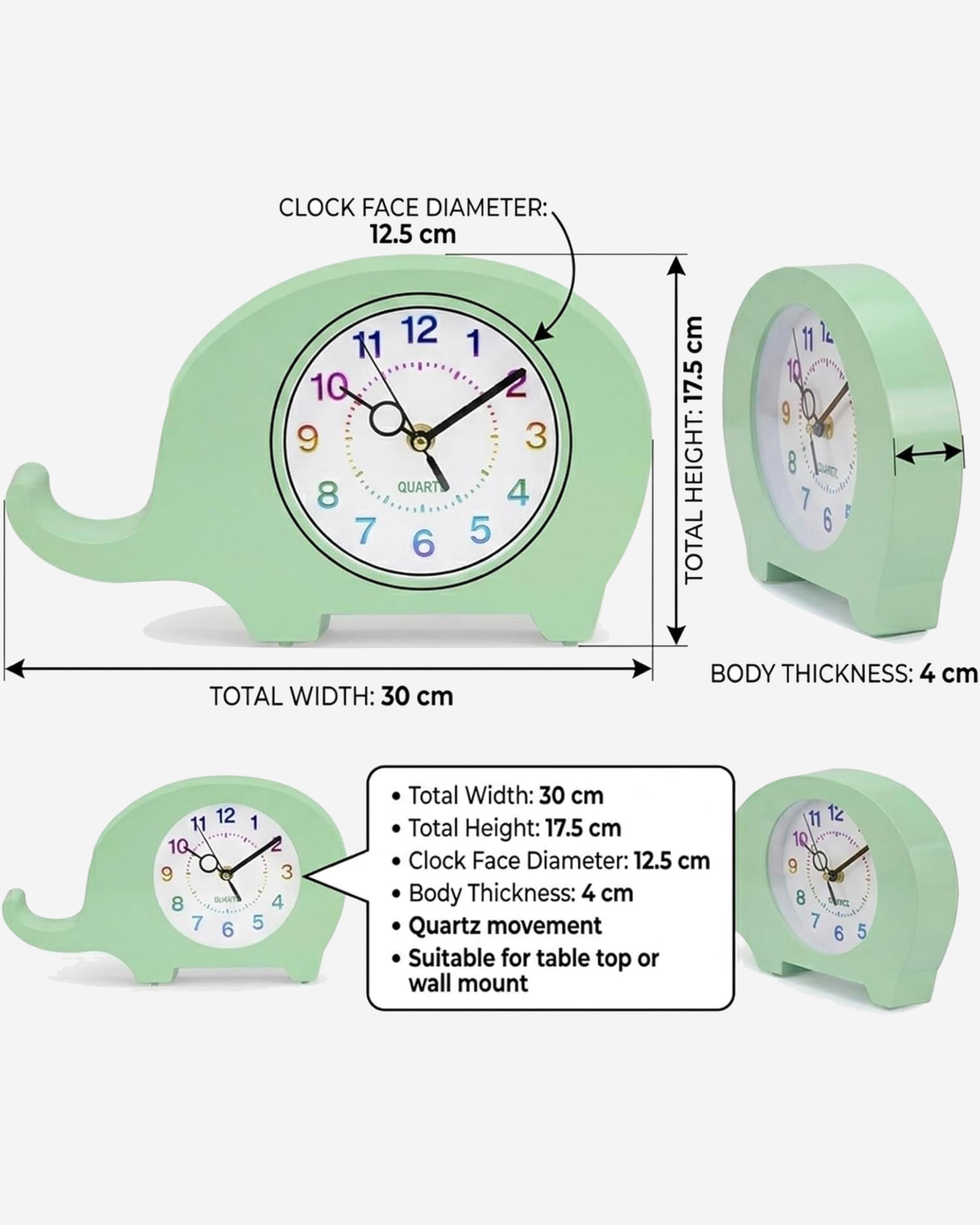 Cuisine Art Dinosaur Clock Green