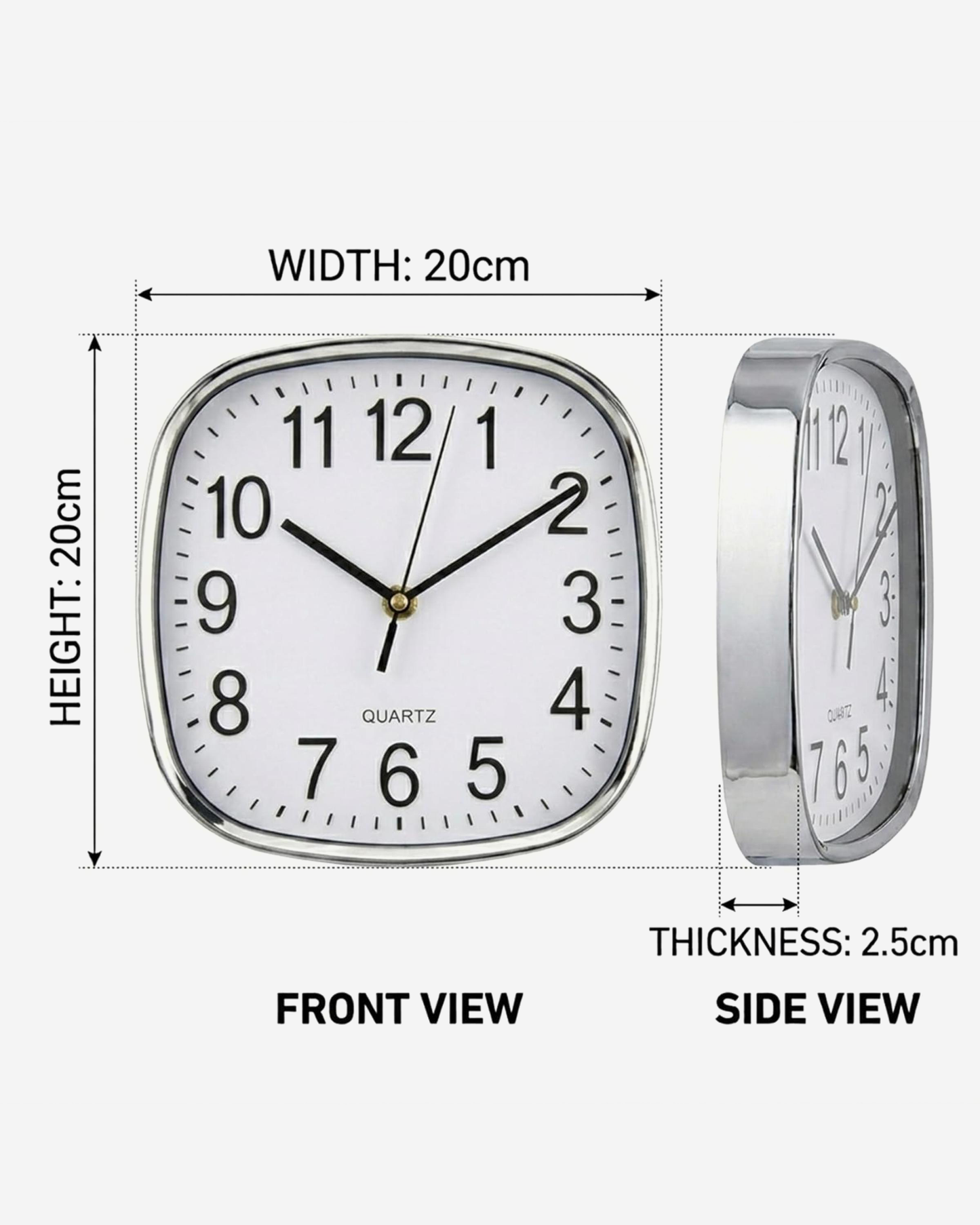 Cuisine Art Square Wall Clock 20 cm White