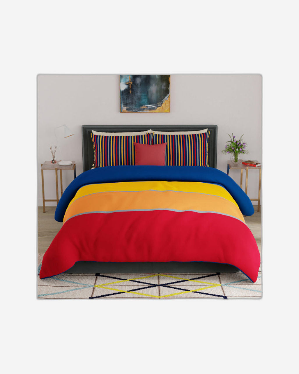 United Colors of Benetton Safari 144 TC King Bedsheet with 2 Pillow covers Multi