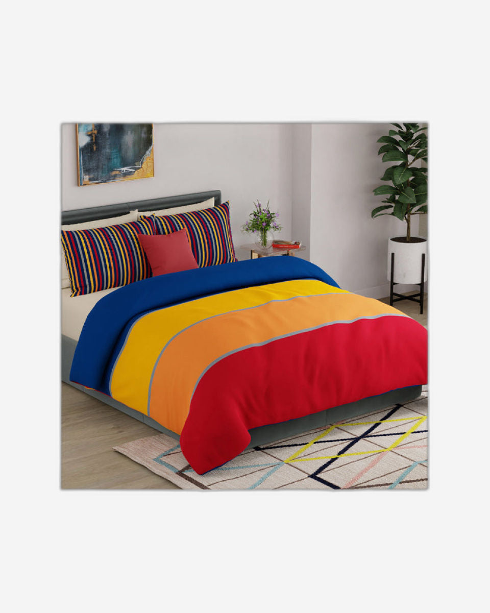 ملاءة سرير كينج سفاري 144 TC من يونايتد كولورز أوف بينيتون مع غطائي وسادة متعدد الألوان