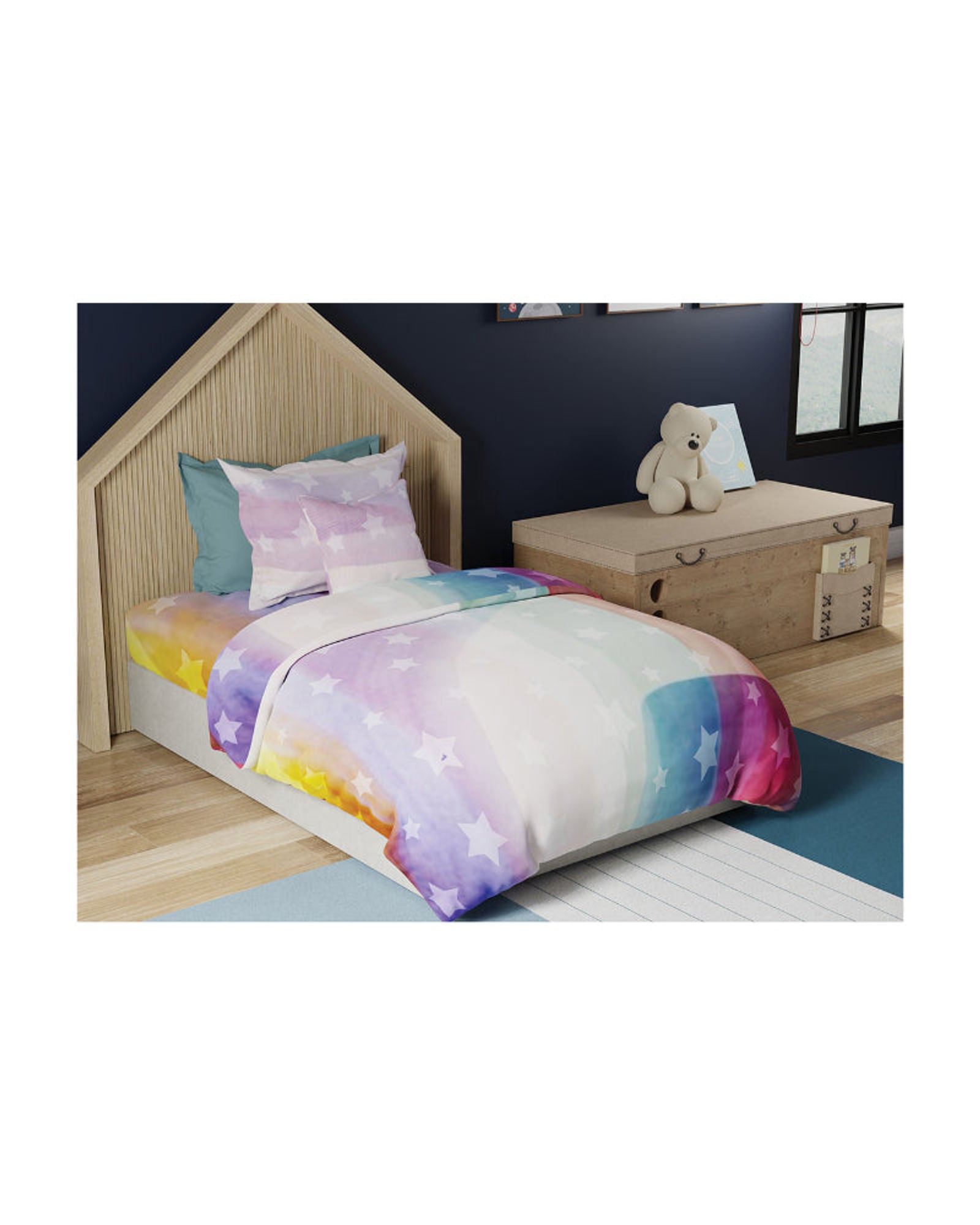 ملاءة سرير أطفال 210 TC من United Colors of Benetton مع غطاء وسادة واحد بلون الخوخ