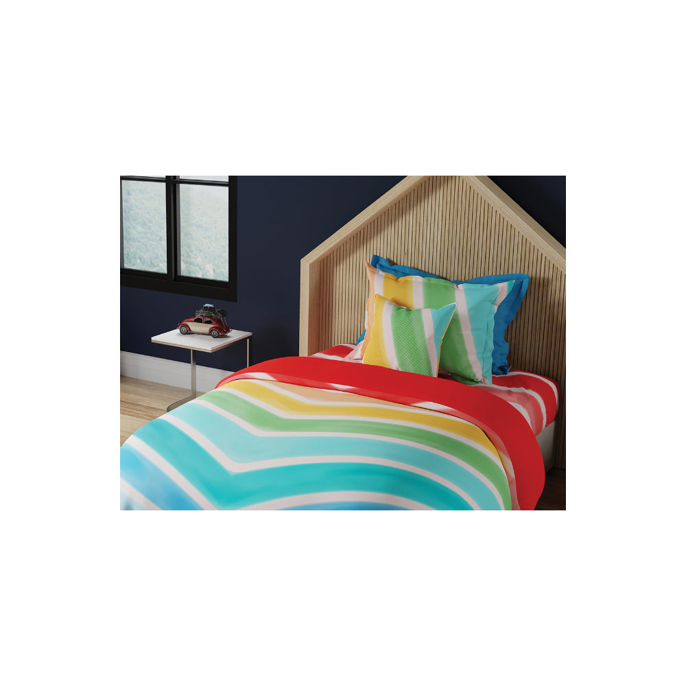 ملاءة سرير للأطفال 210 TC من United Colors of Benetton مع غطاء وسادة واحد بألوان قوس قزح