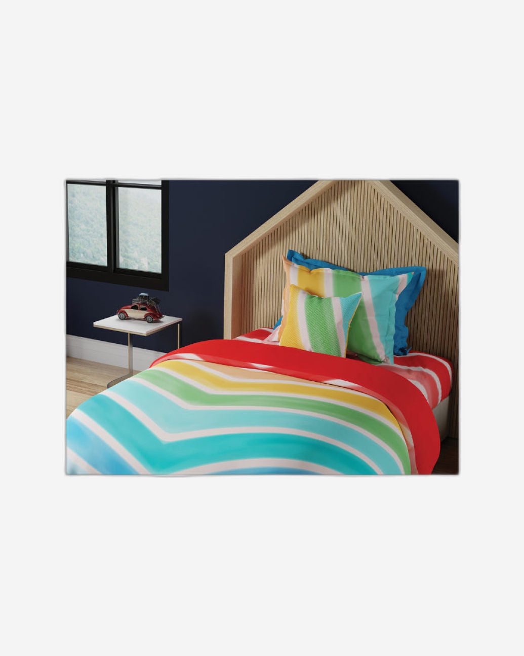 ملاءة سرير للأطفال 210 TC من United Colors of Benetton مع غطاء وسادة واحد بألوان قوس قزح