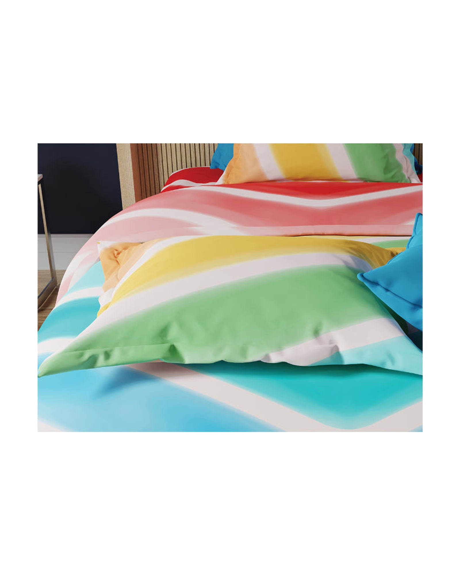 ملاءة سرير للأطفال 210 TC من United Colors of Benetton مع غطاء وسادة واحد بألوان قوس قزح